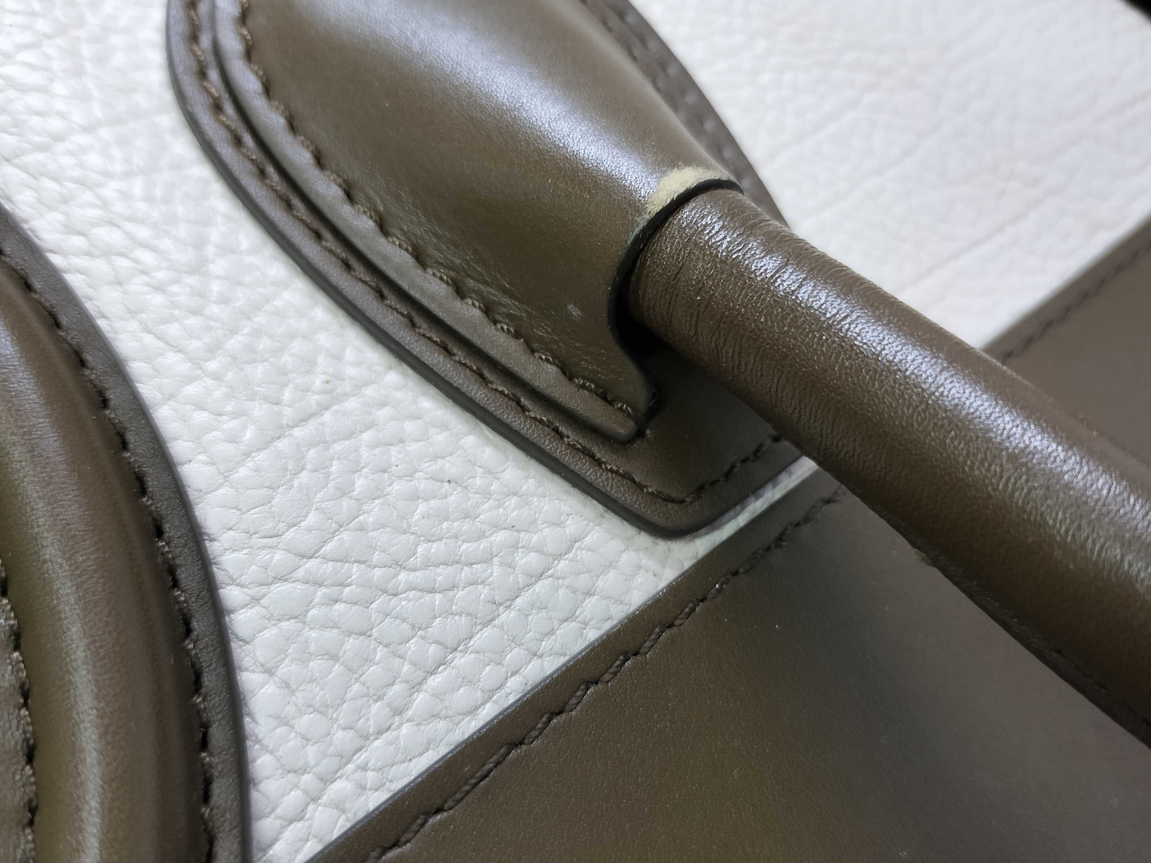 Luggage Mini Shopper Leather Handbag, Brown — view 5
