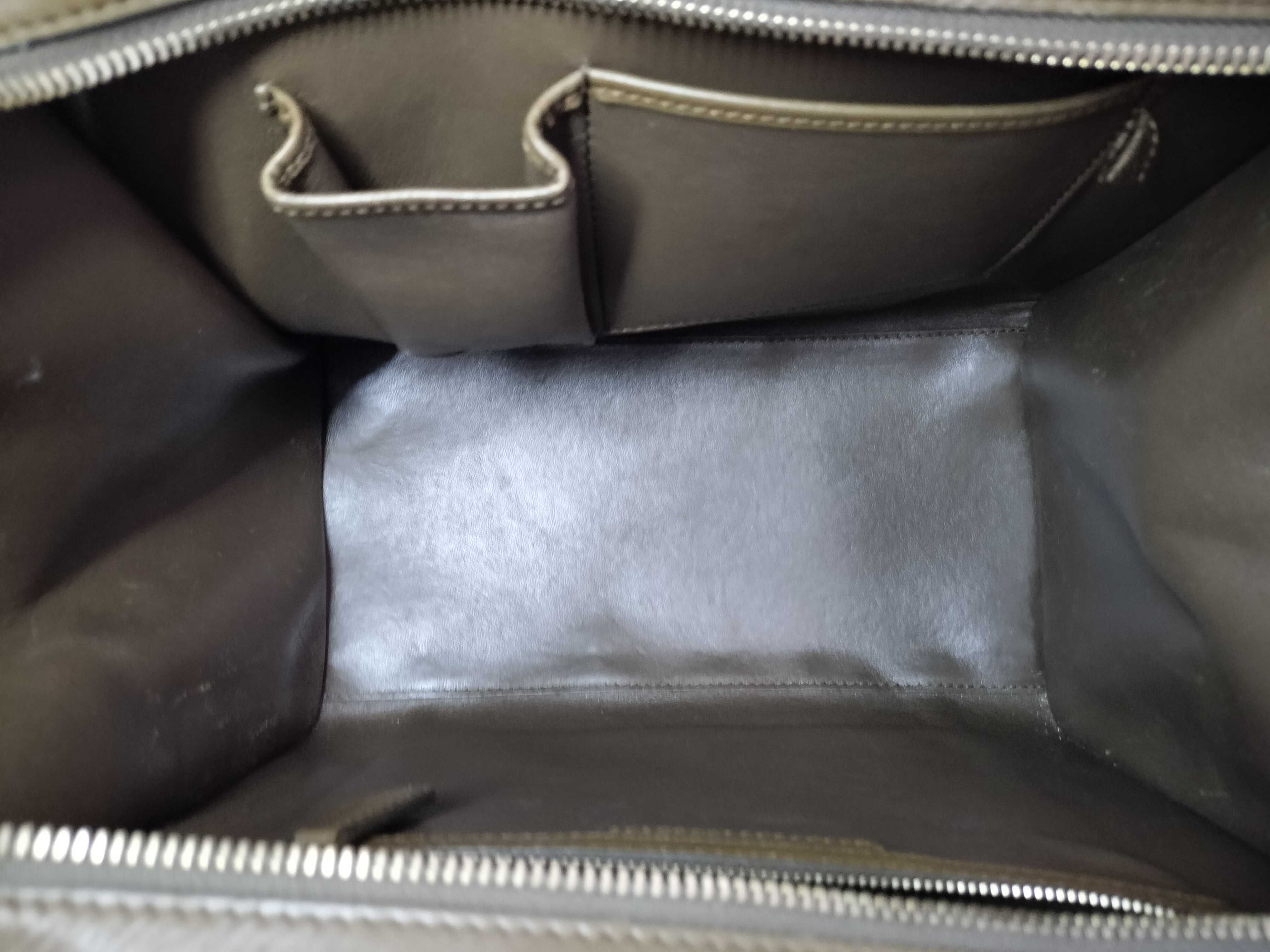 Luggage Mini Shopper Leather Handbag, Brown — view 8