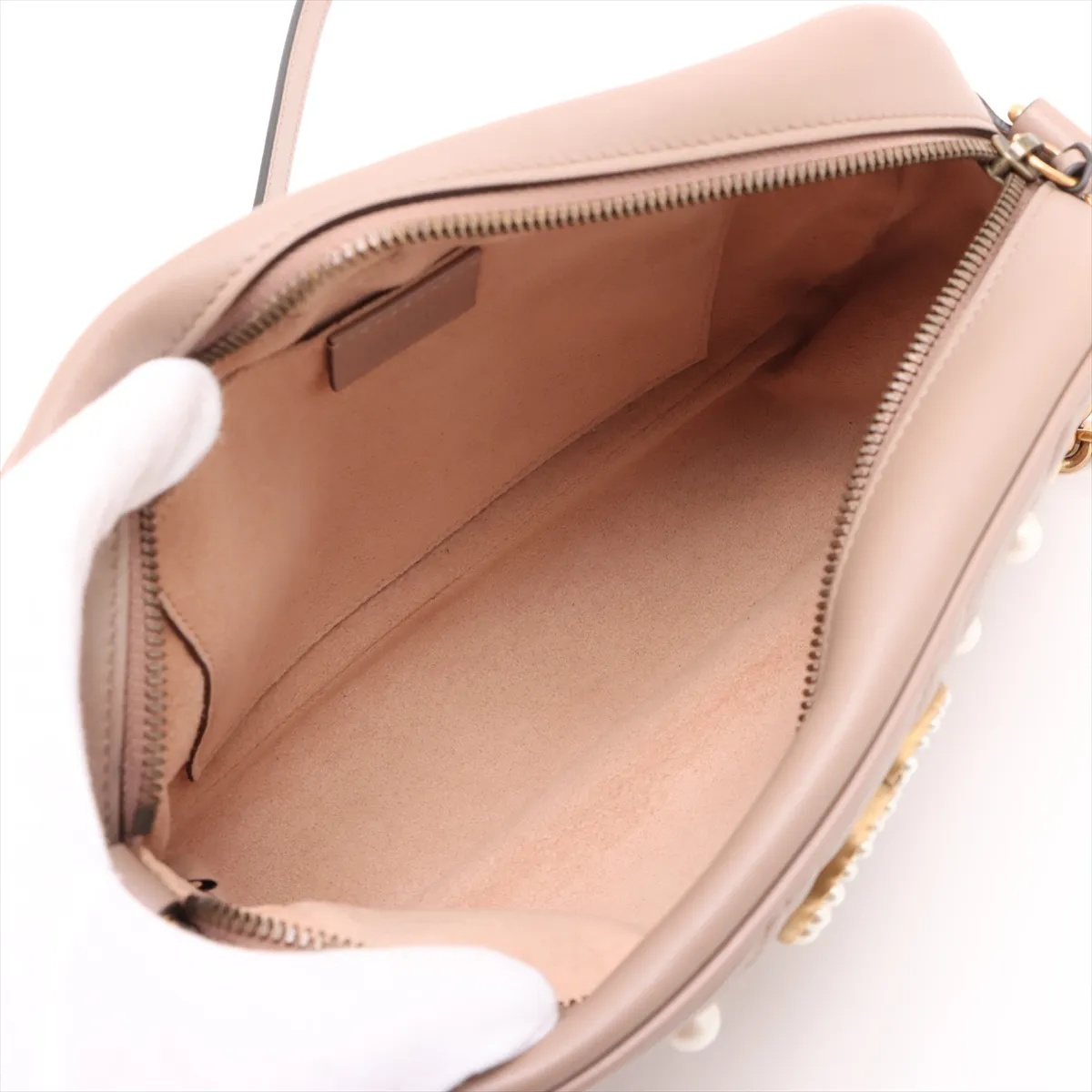 leather shoulder bag pink beige 447632 — view 6