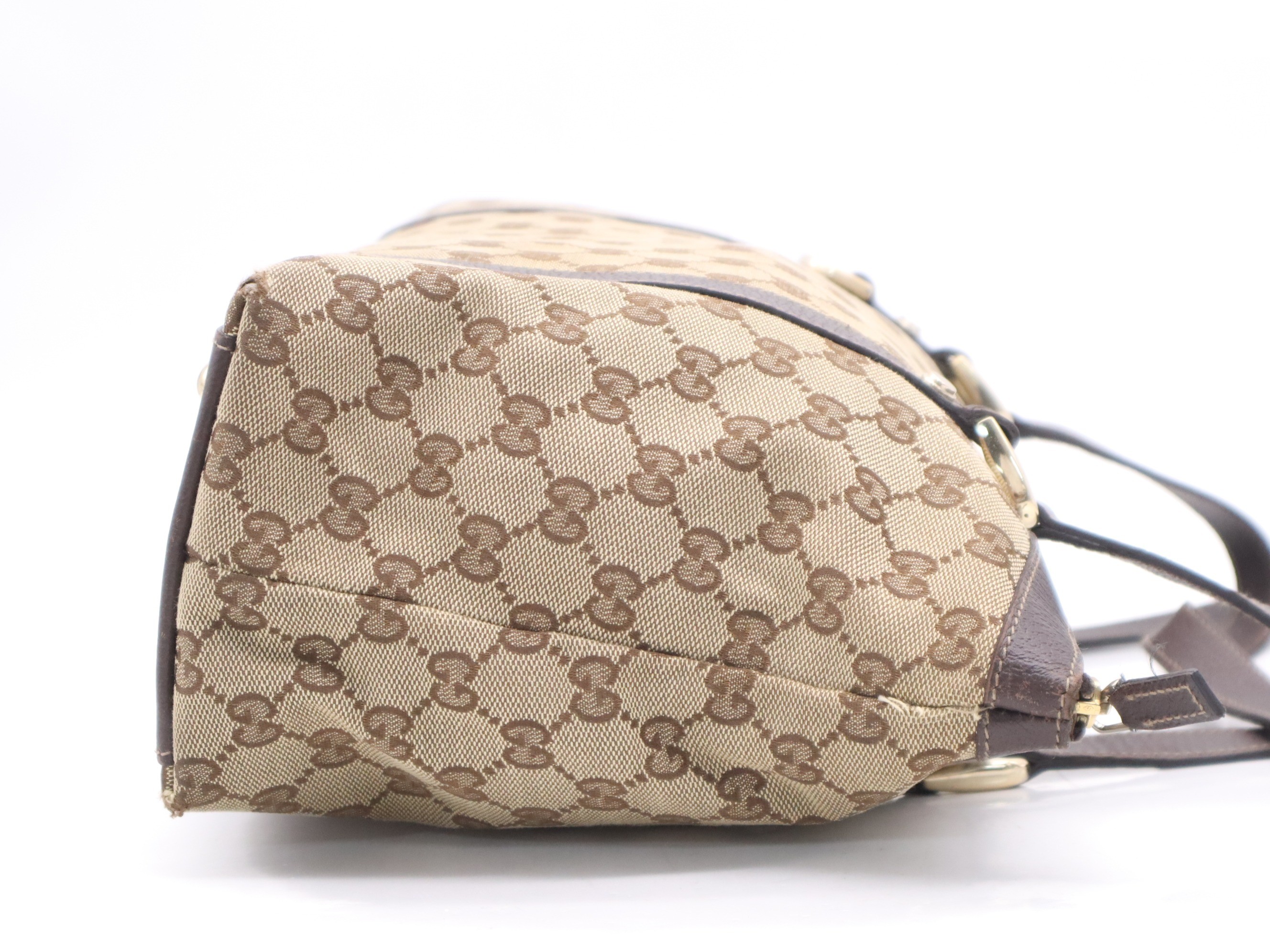 Canvas x Leather GG Canvas Tote Bag, Brown, Gold Hardware — view 5