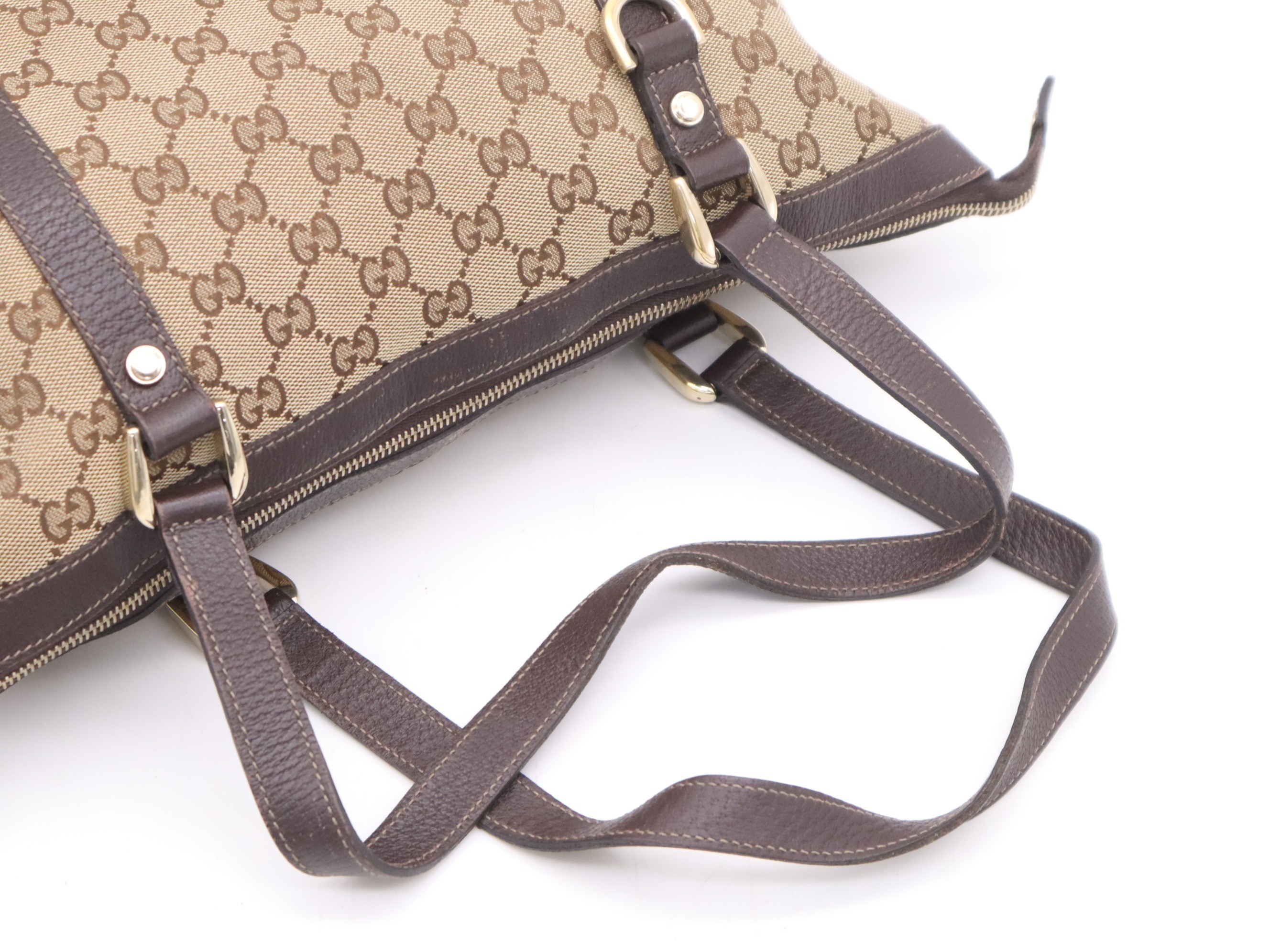 Canvas x Leather GG Canvas Tote Bag, Brown, Gold Hardware — view 6
