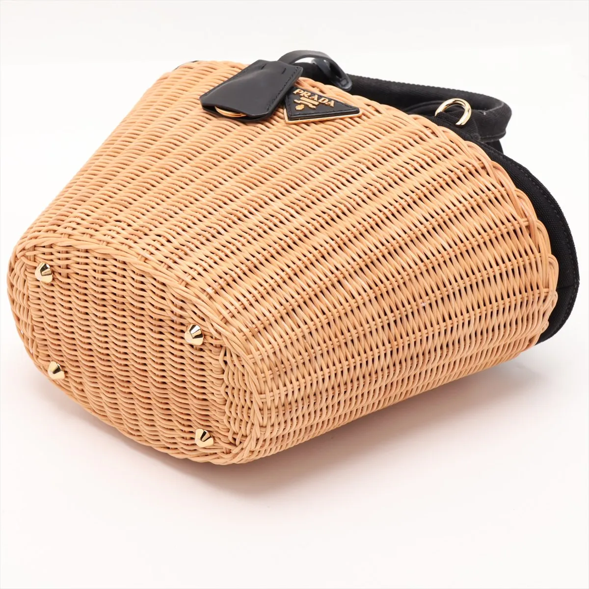 Canapa Rattan x Canvas 2-Way Handbag Beige x Black 1BG172 — view 3