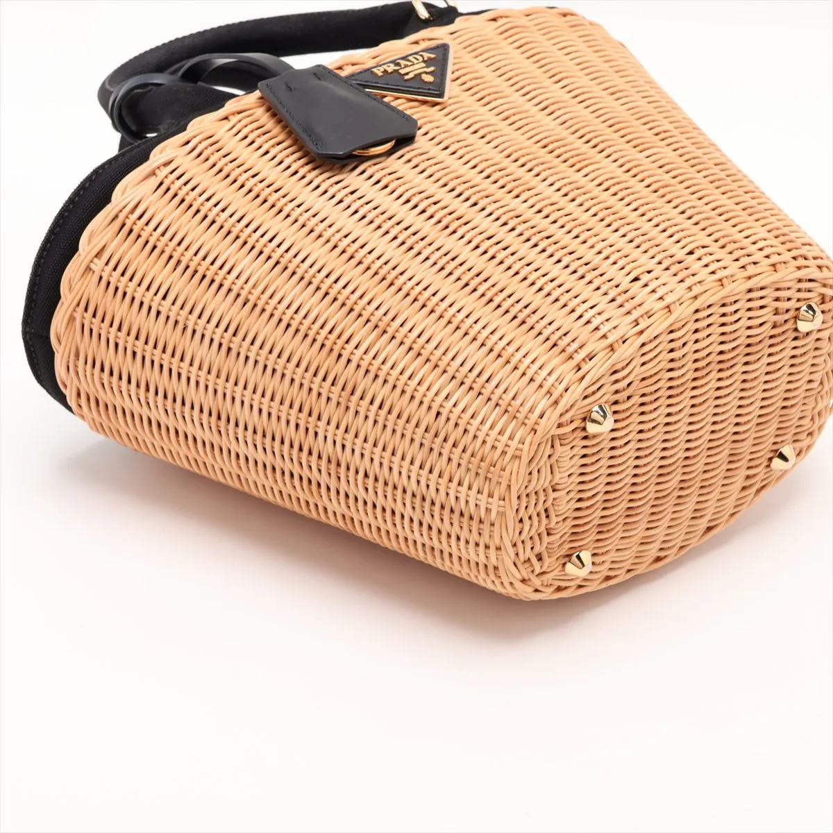 Canapa Rattan x Canvas 2-Way Handbag Beige x Black 1BG172 — view 4