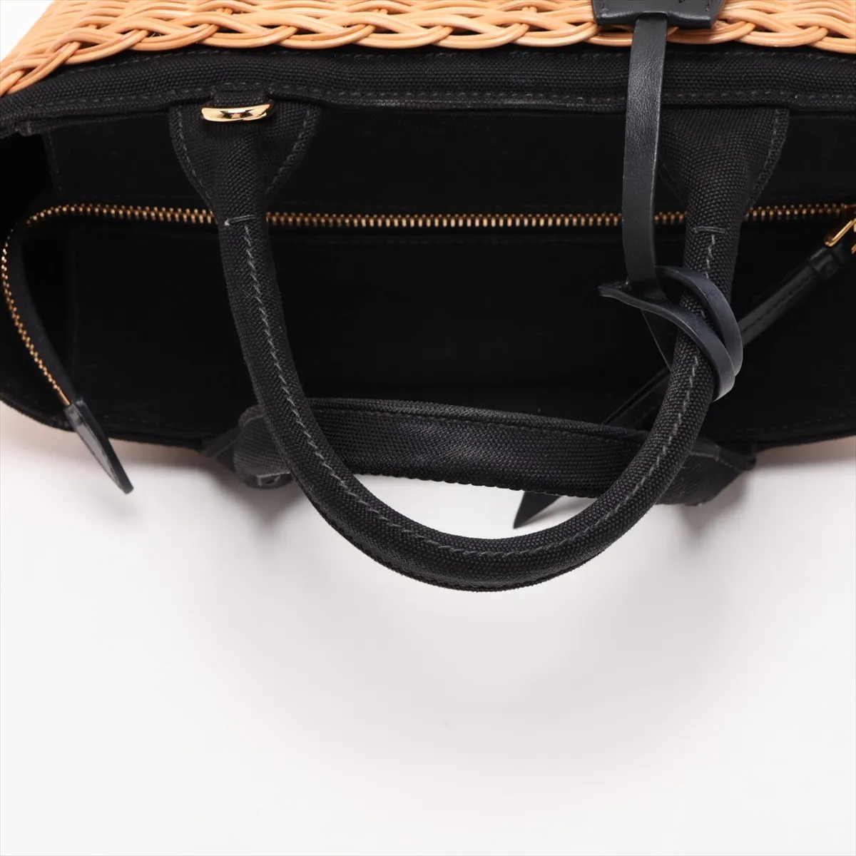 Canapa Rattan x Canvas 2-Way Handbag Beige x Black 1BG172 — view 5