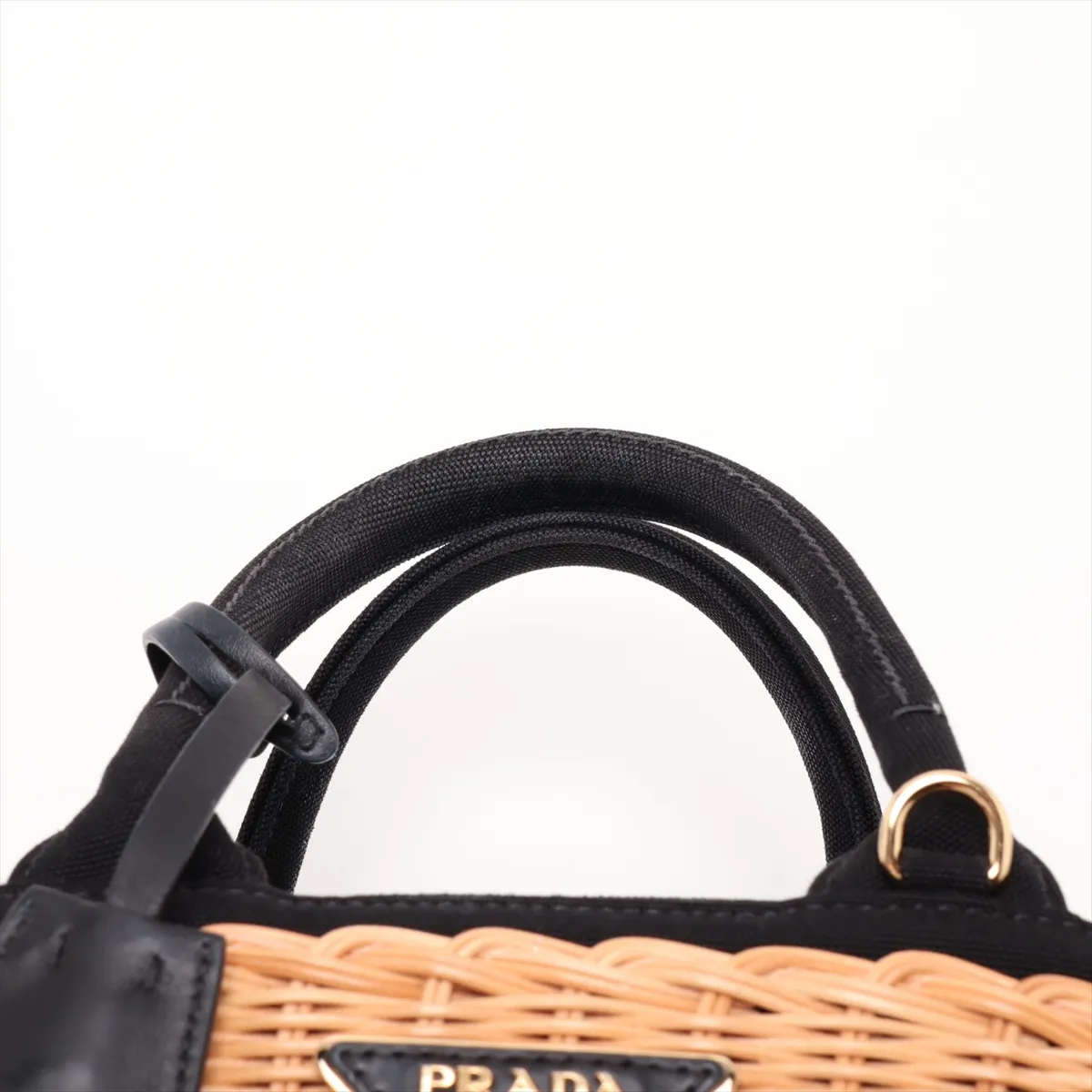 Canapa Rattan x Canvas 2-Way Handbag Beige x Black 1BG172 — view 6