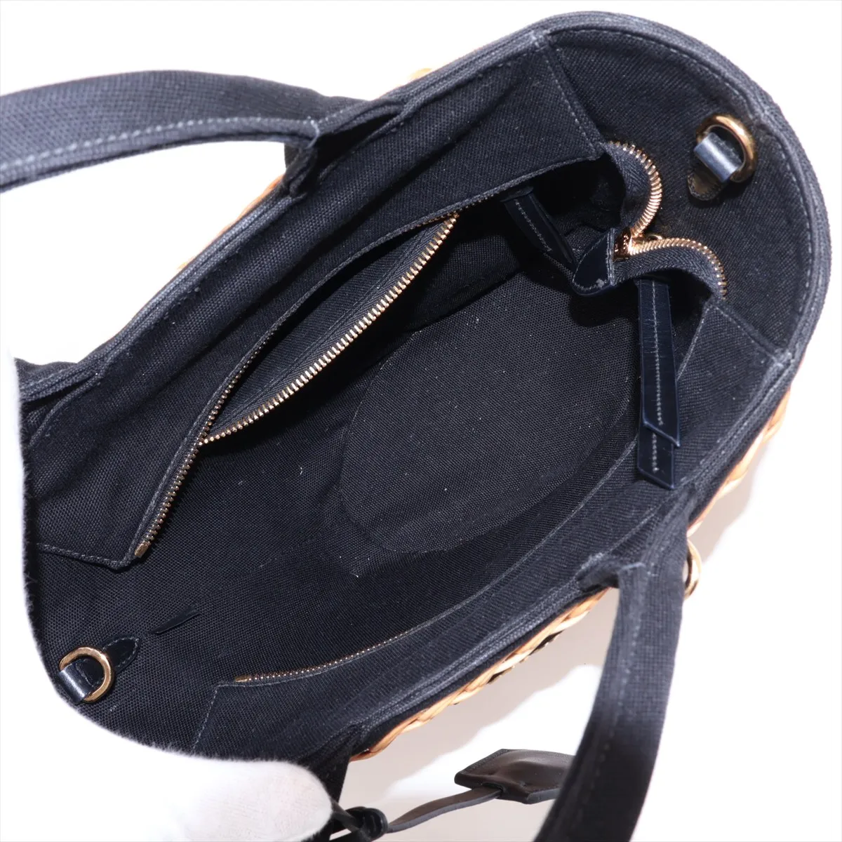 Canapa Rattan x Canvas 2-Way Handbag Beige x Black 1BG172 — view 8