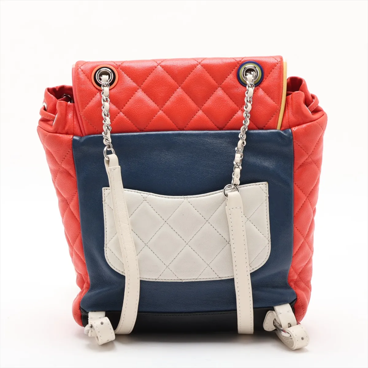 Matelassé Lambskin Chain Backpack, Multicolor, Silver Hardware, 23846689, Serial Number 23 — view 2