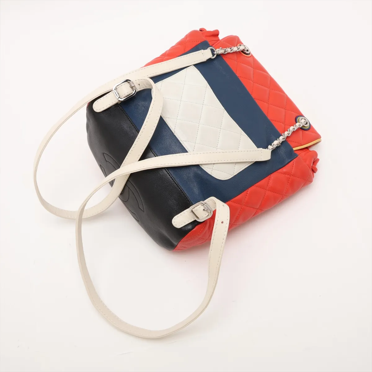 Matelassé Lambskin Chain Backpack, Multicolor, Silver Hardware, 23846689, Serial Number 23 — view 5