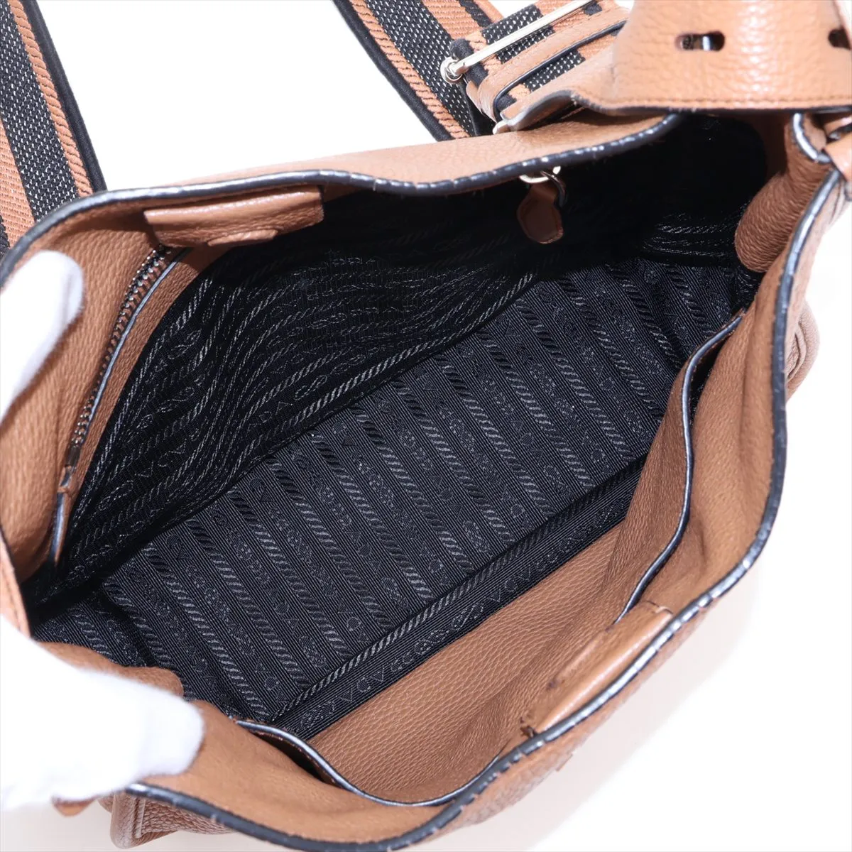 leather shoulder bag, brown — view 6