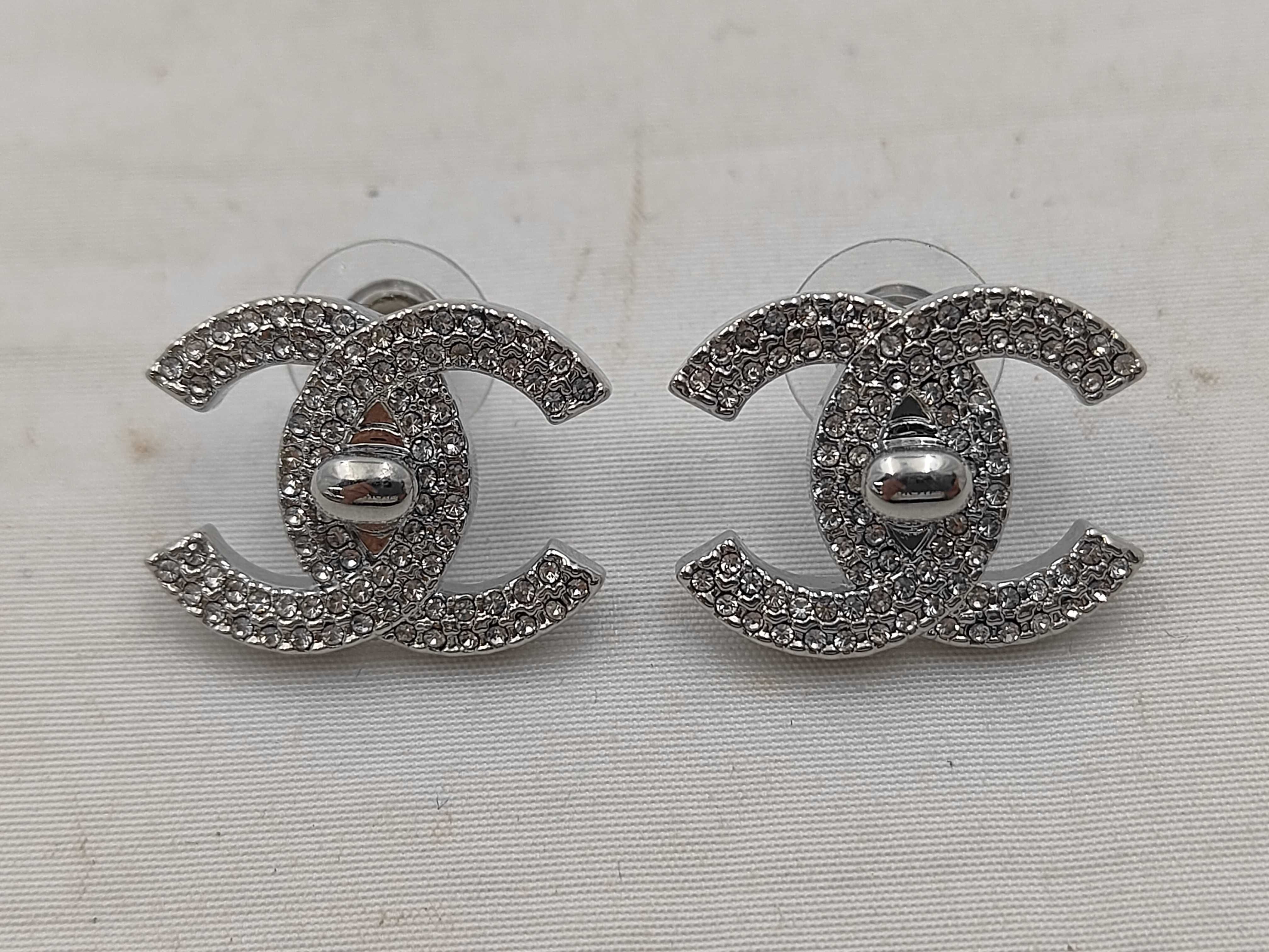 Turnlock Coco Mark Rhinestone Earrings B25C