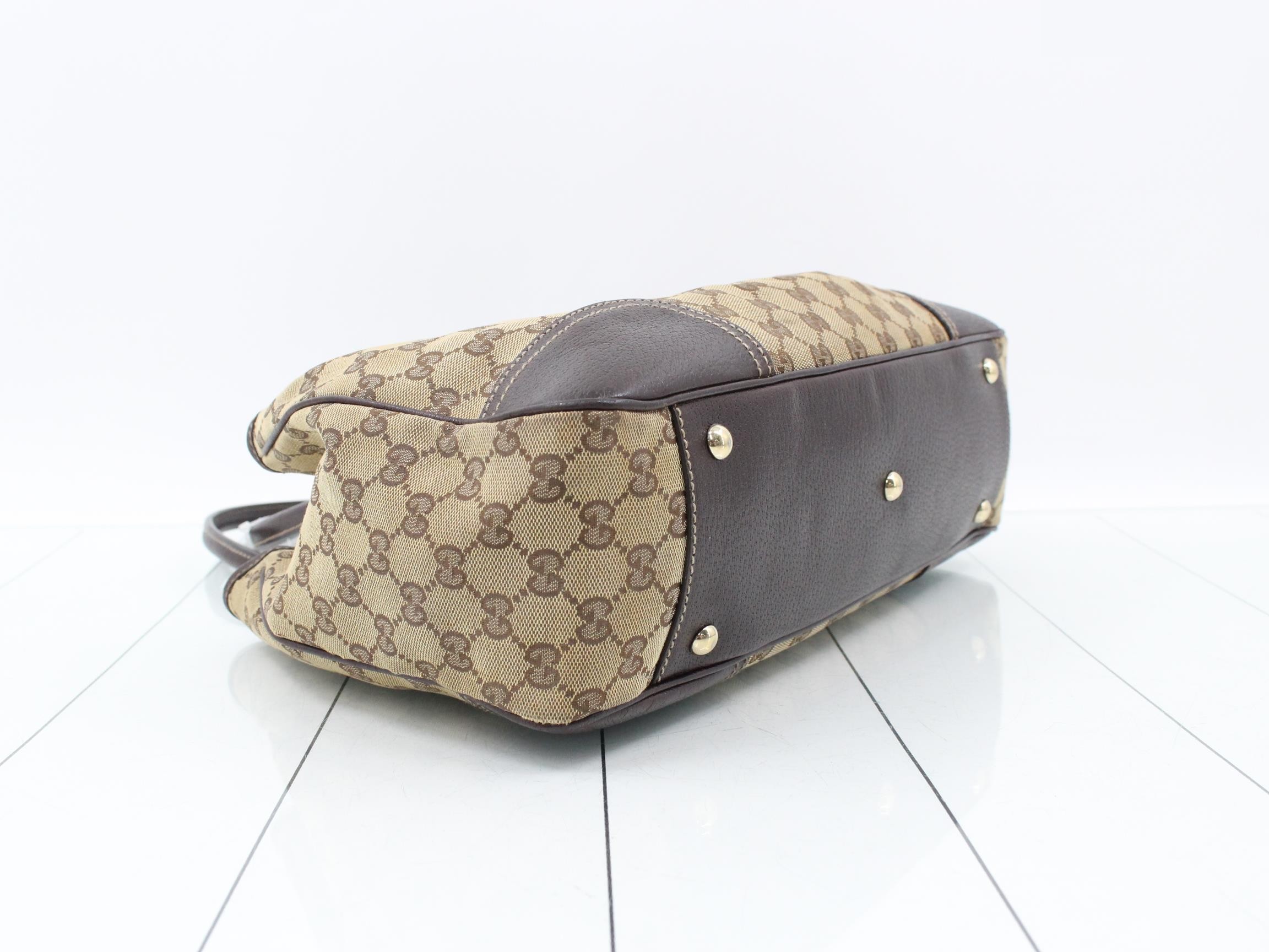Web Stripe Monogram Tote Bag, Canvas, Beige — view 5
