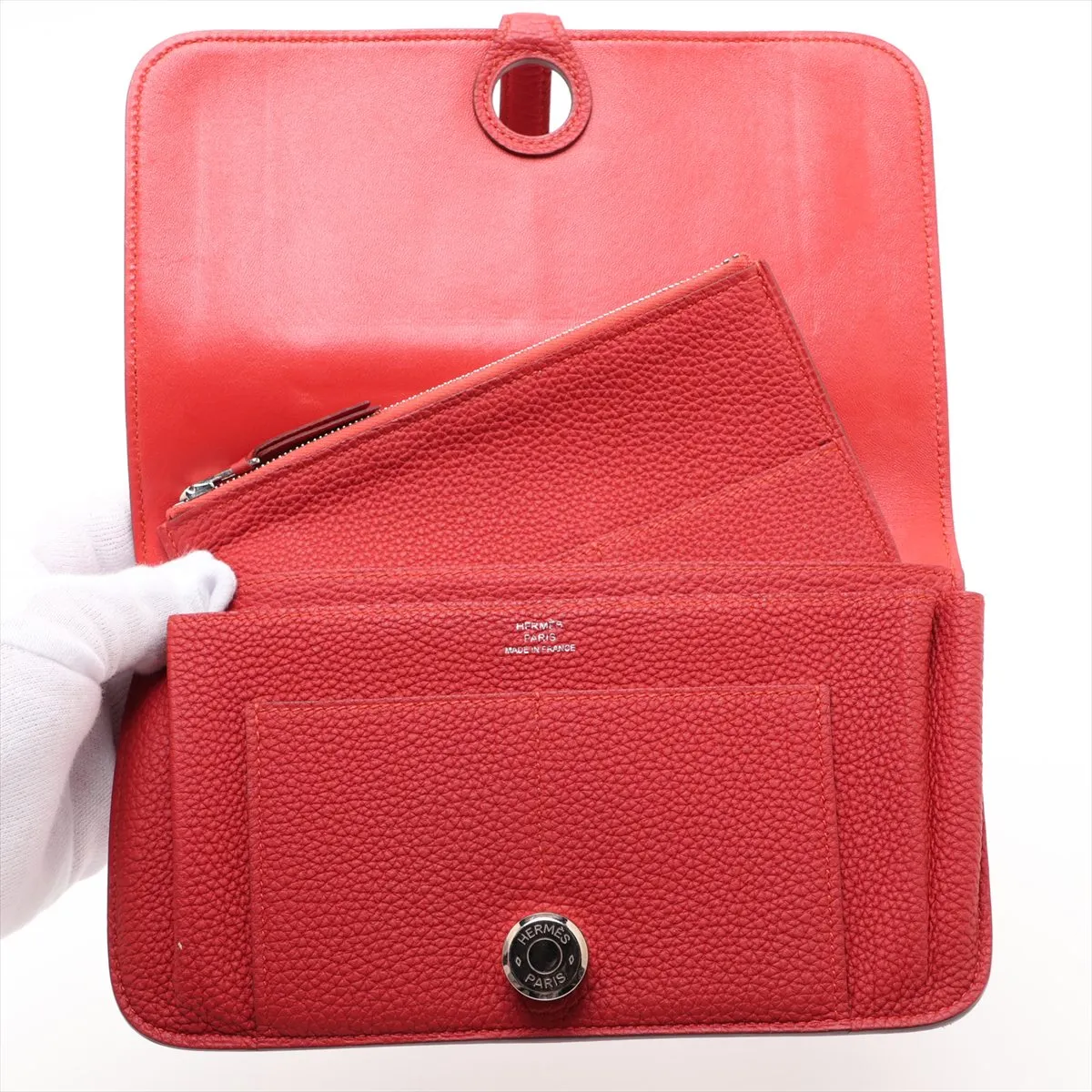Dogon GM Togo Long Wallet, Red, Silver Hardware, T: 2015 — view 4
