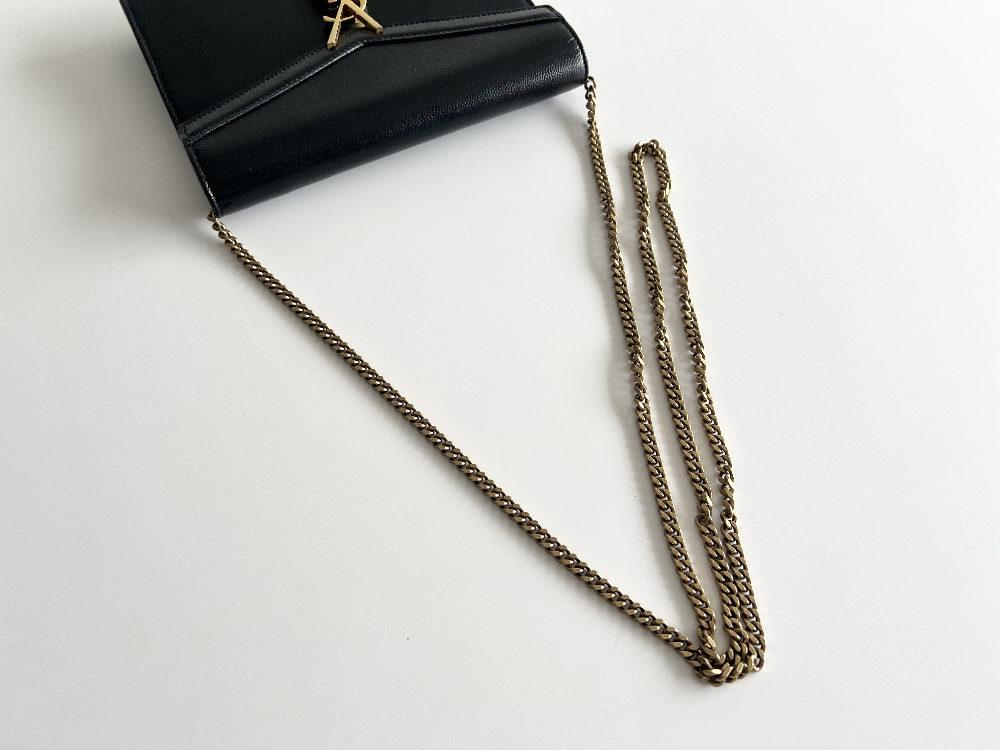 Cassandra Logo Caviar Flap Leather Chain Shoulder Bag — view 3
