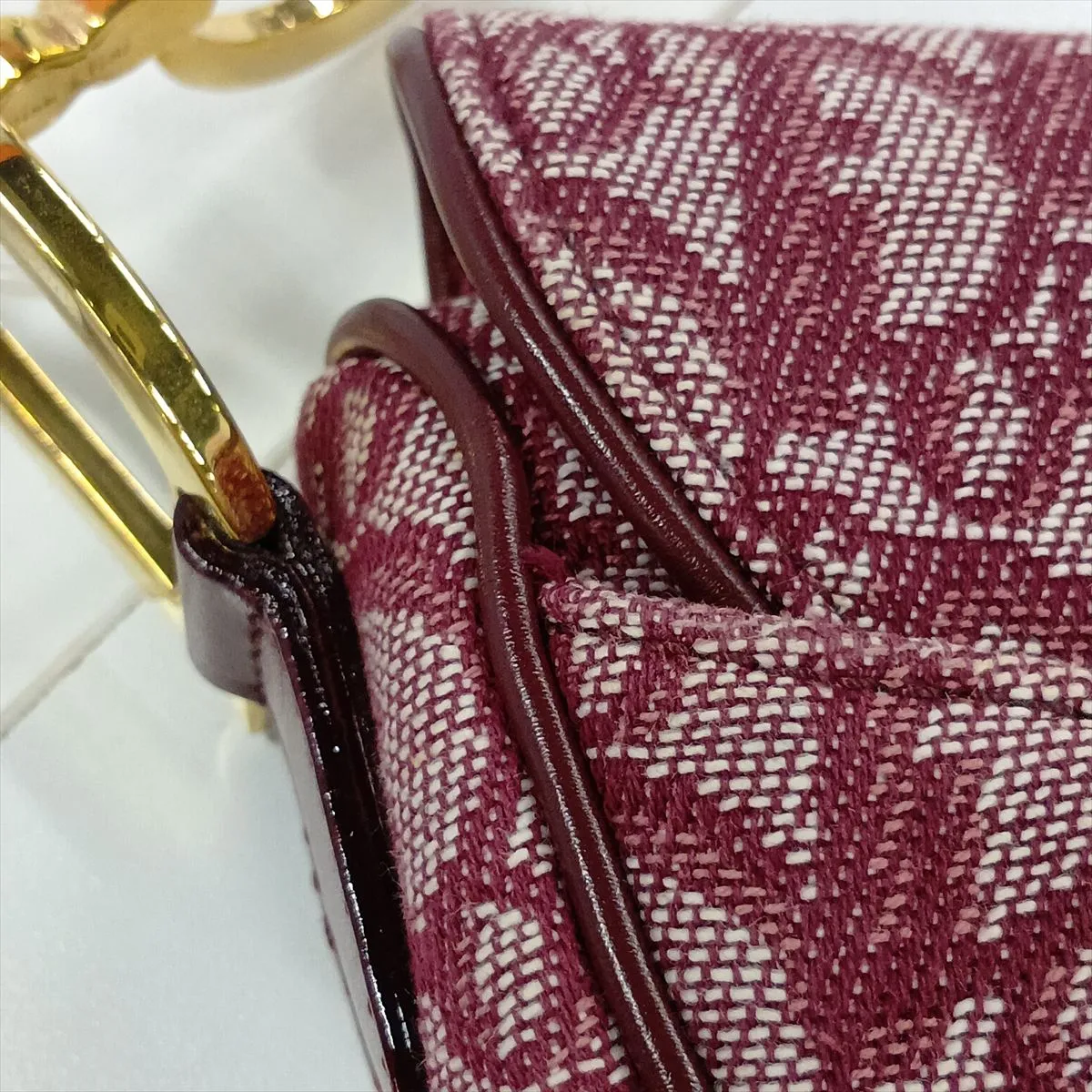 Trotter Saddle Bag Canvas x Leather Shoulder Bag Bordeaux — view 15