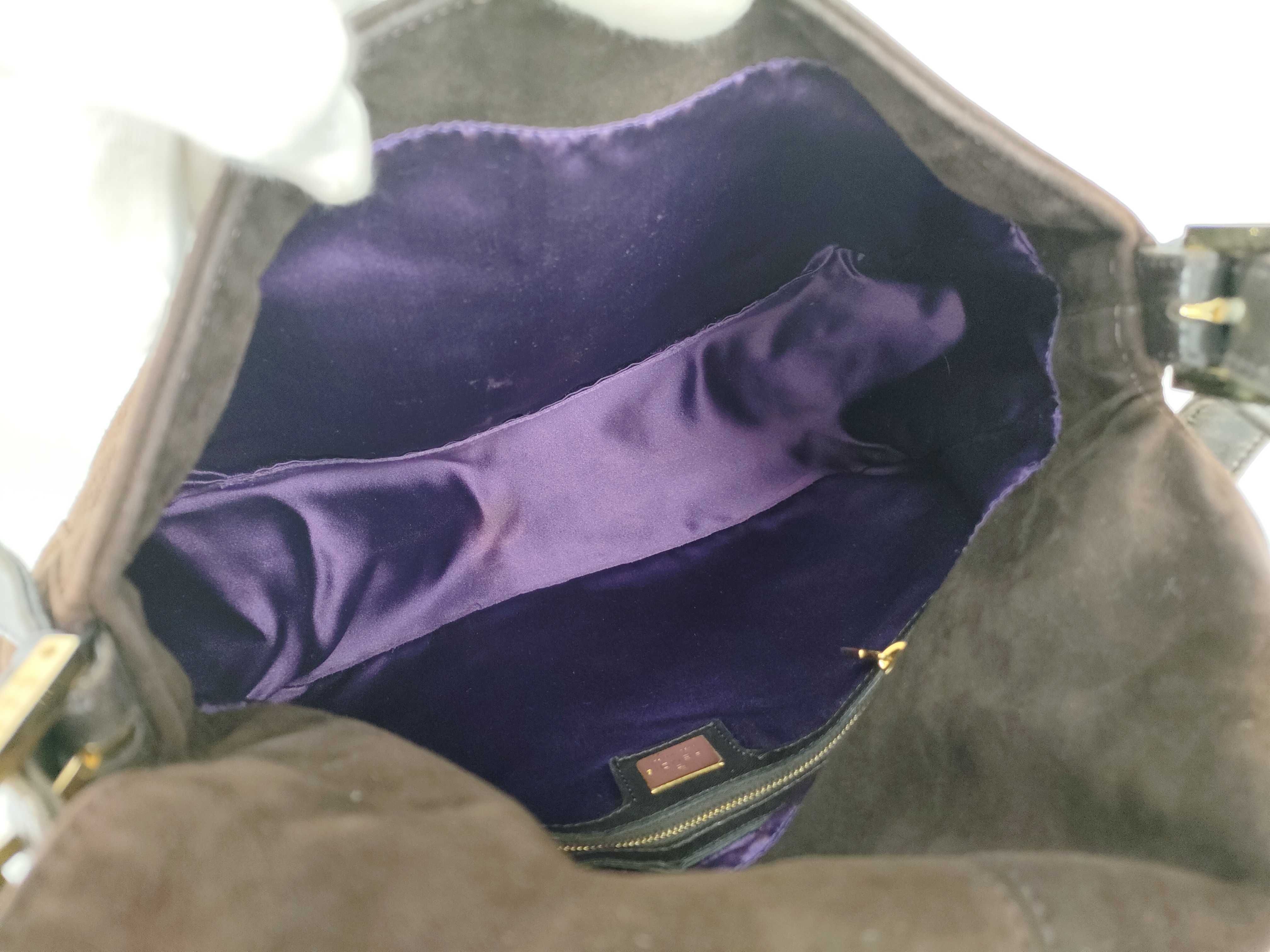 Mamma Bucket Suede Handbag with FF Hardware and Glitter — view 11