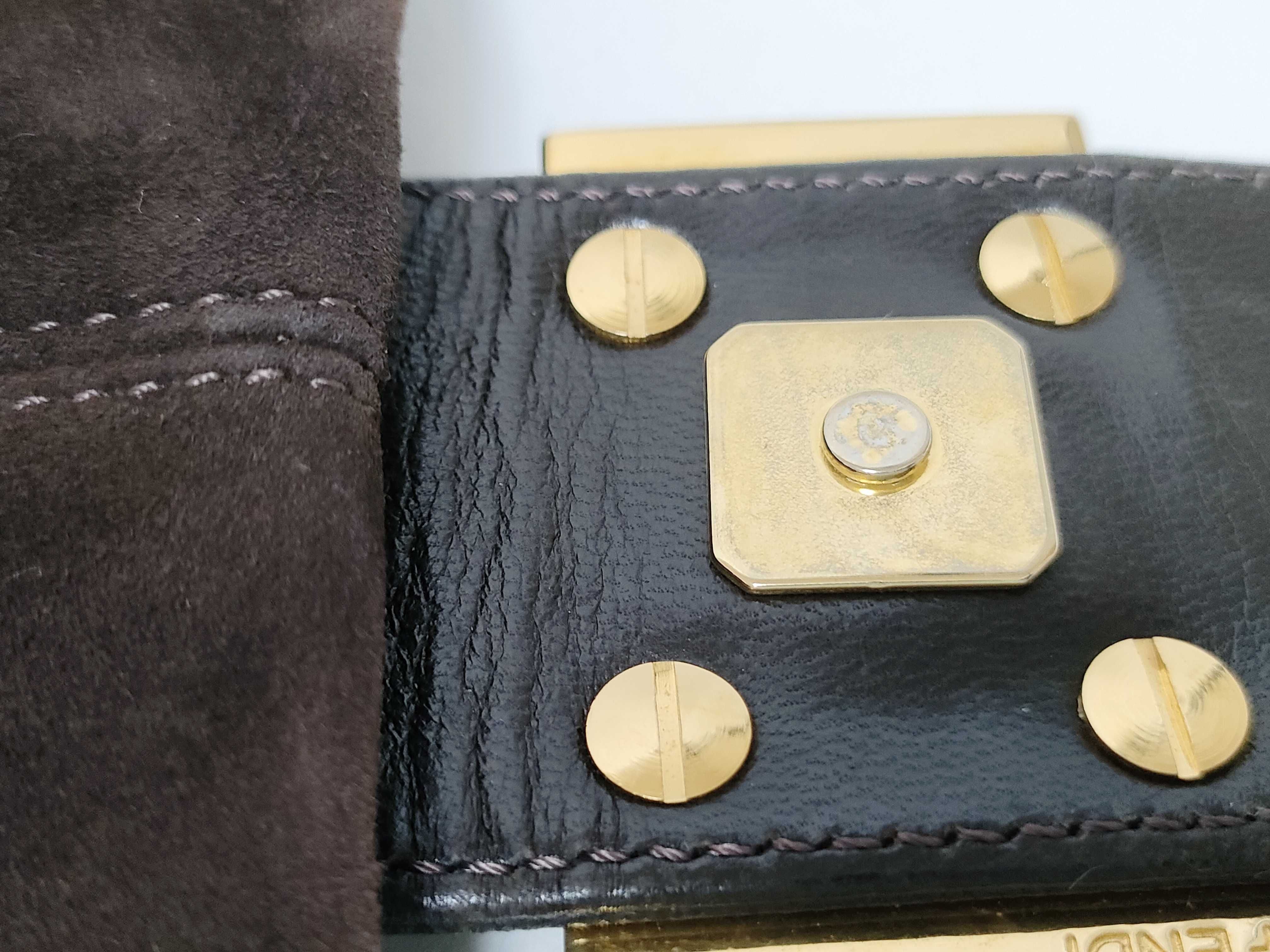 Mamma Bucket Suede Handbag with FF Hardware and Glitter — view 14
