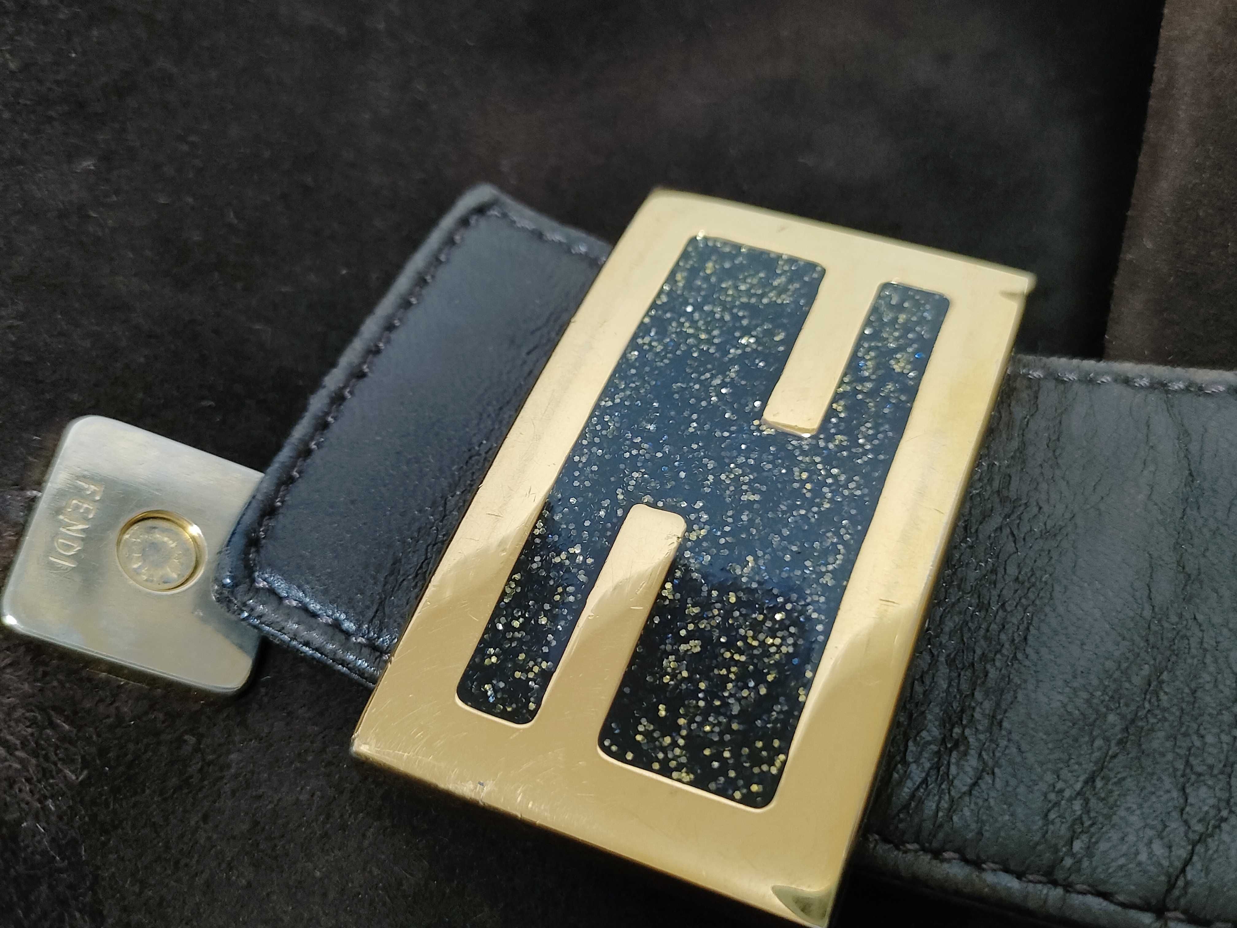 Mamma Bucket Suede Handbag with FF Hardware and Glitter — view 15