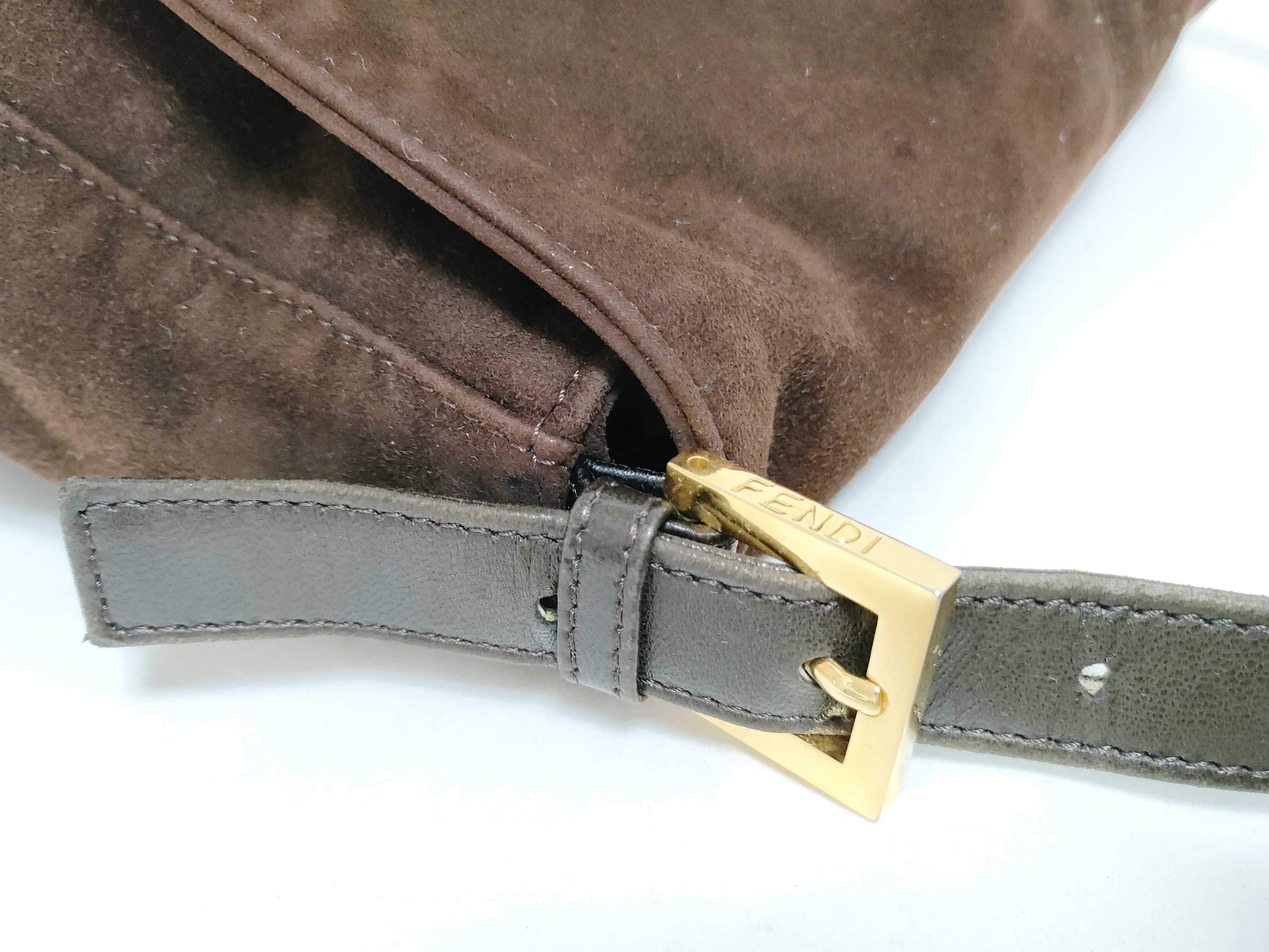 Mamma Bucket Suede Handbag with FF Hardware and Glitter — view 5