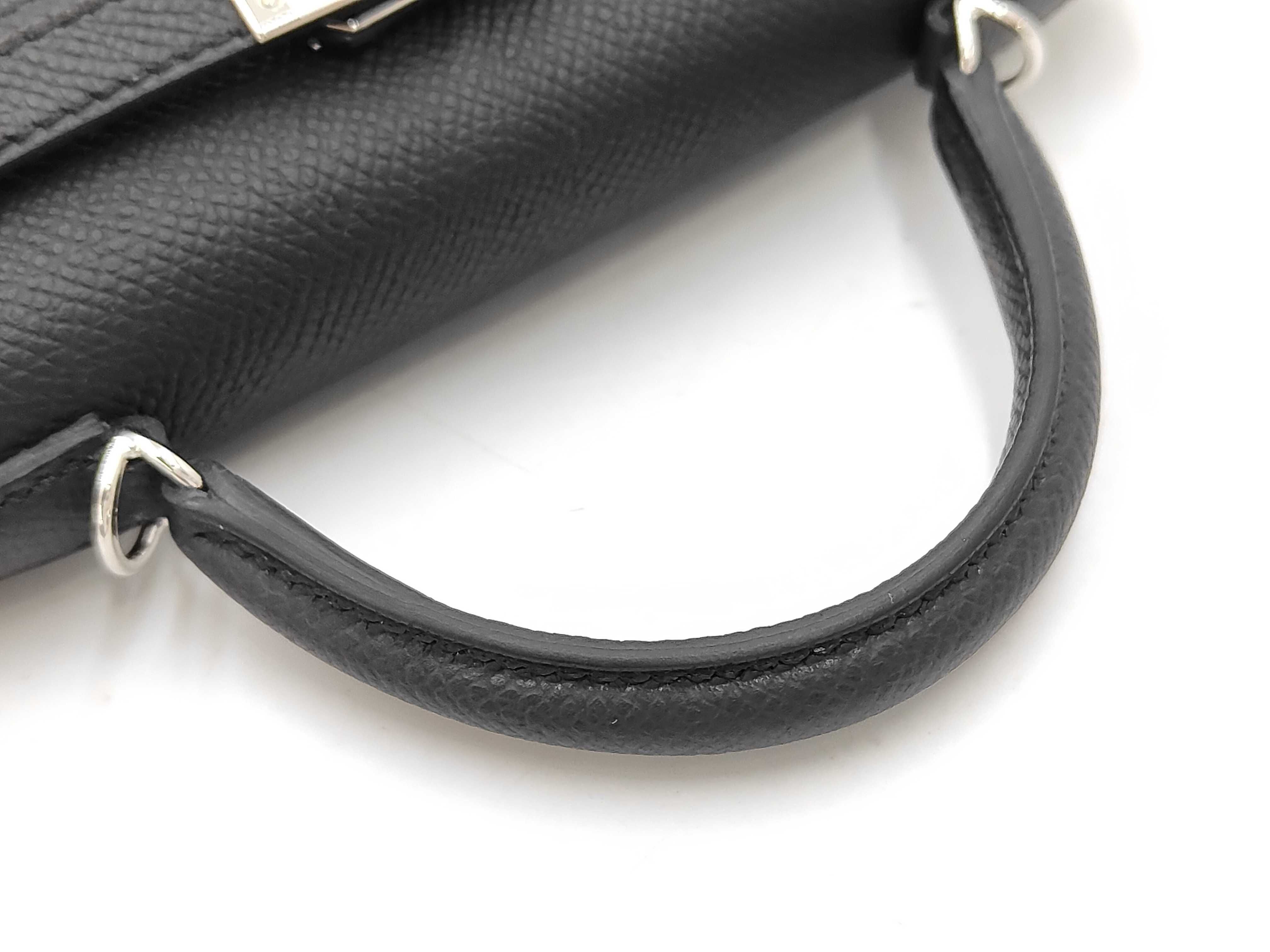 Mini Kelly 2 Black Epsom Leather Silver Hardware K Stamp Handbag — view 4