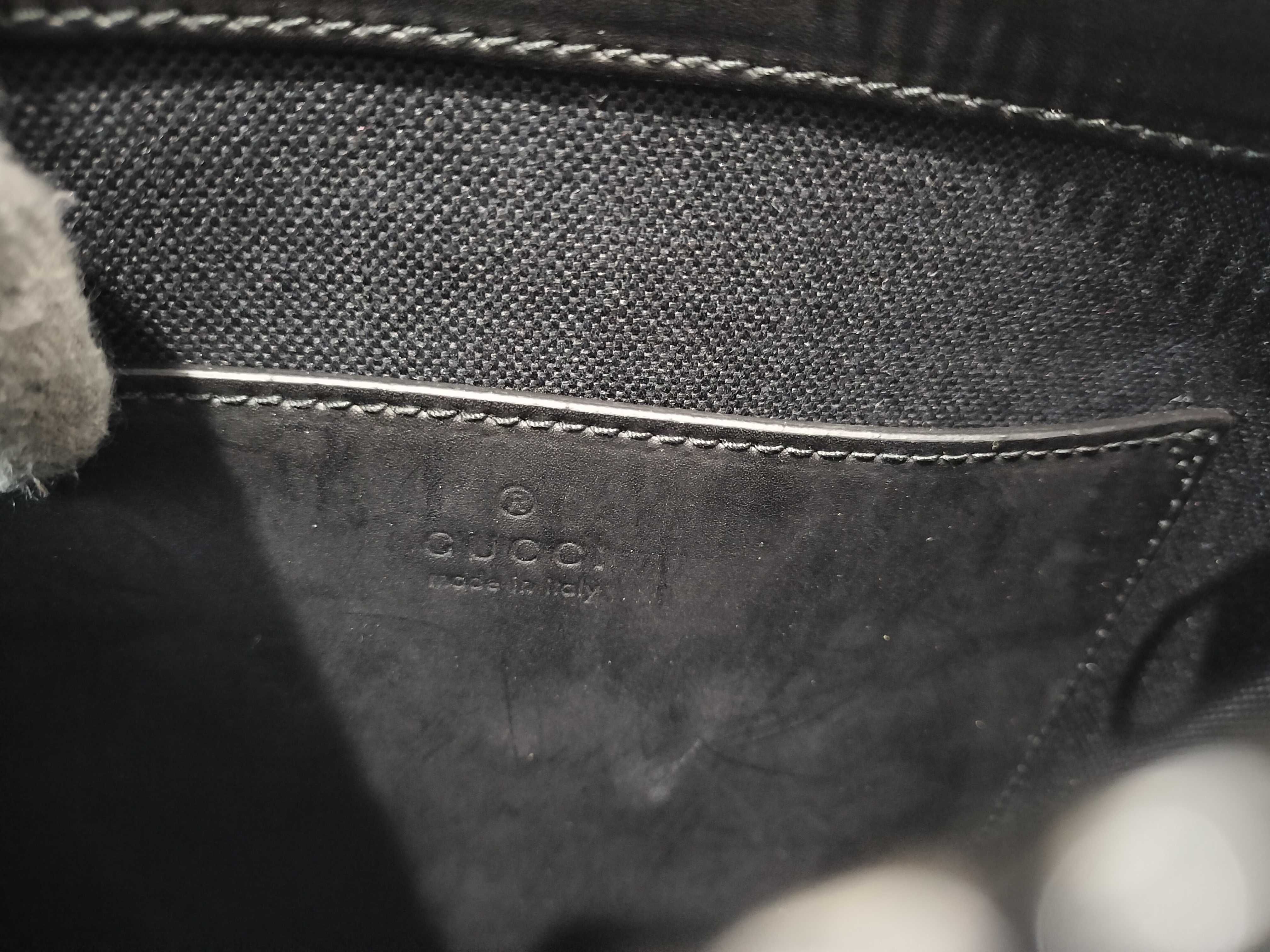 GG Supreme PVC & cow skin shoulder bag gray x black — view 12