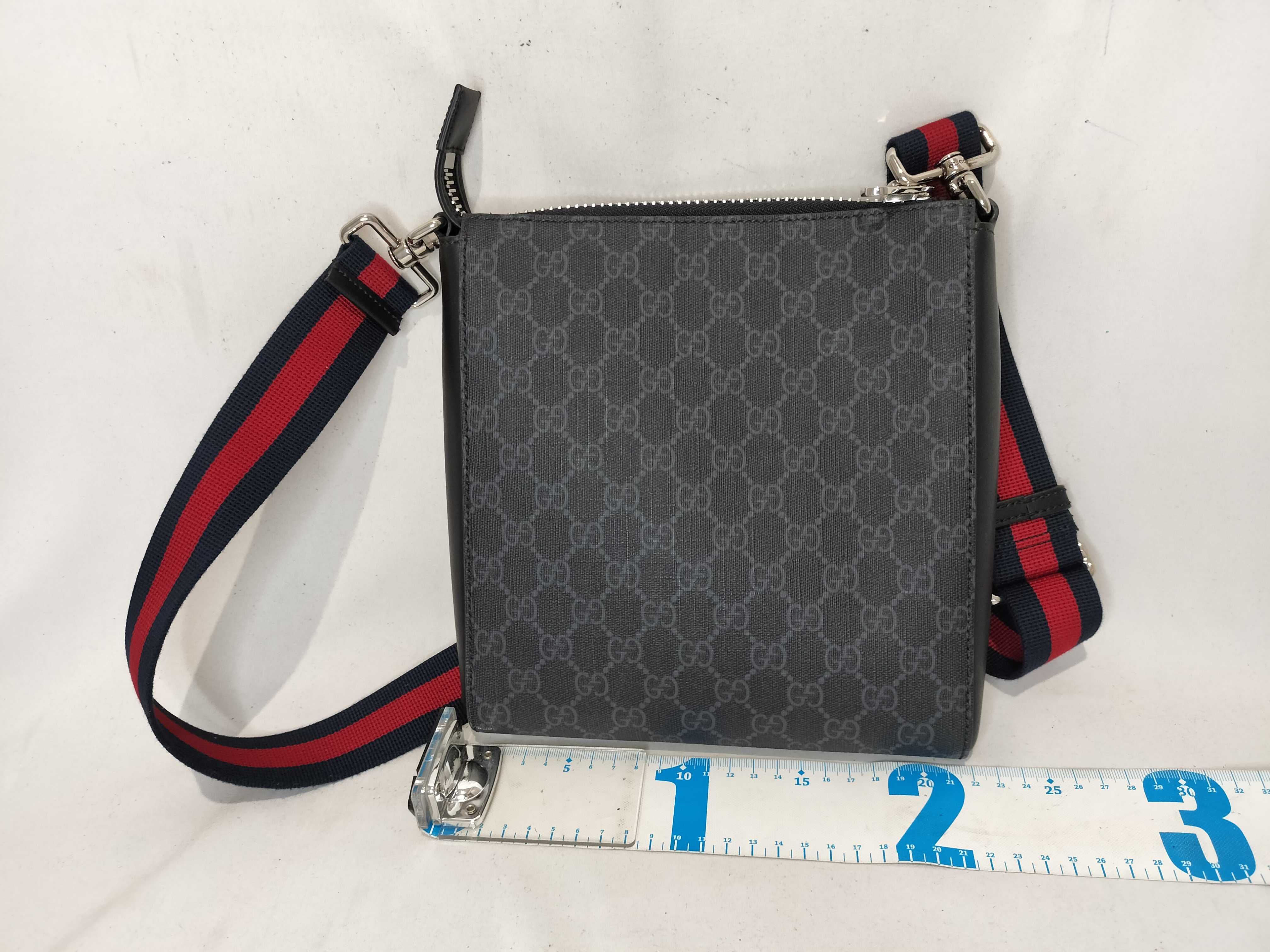 GG Supreme PVC & cow skin shoulder bag gray x black — view 3