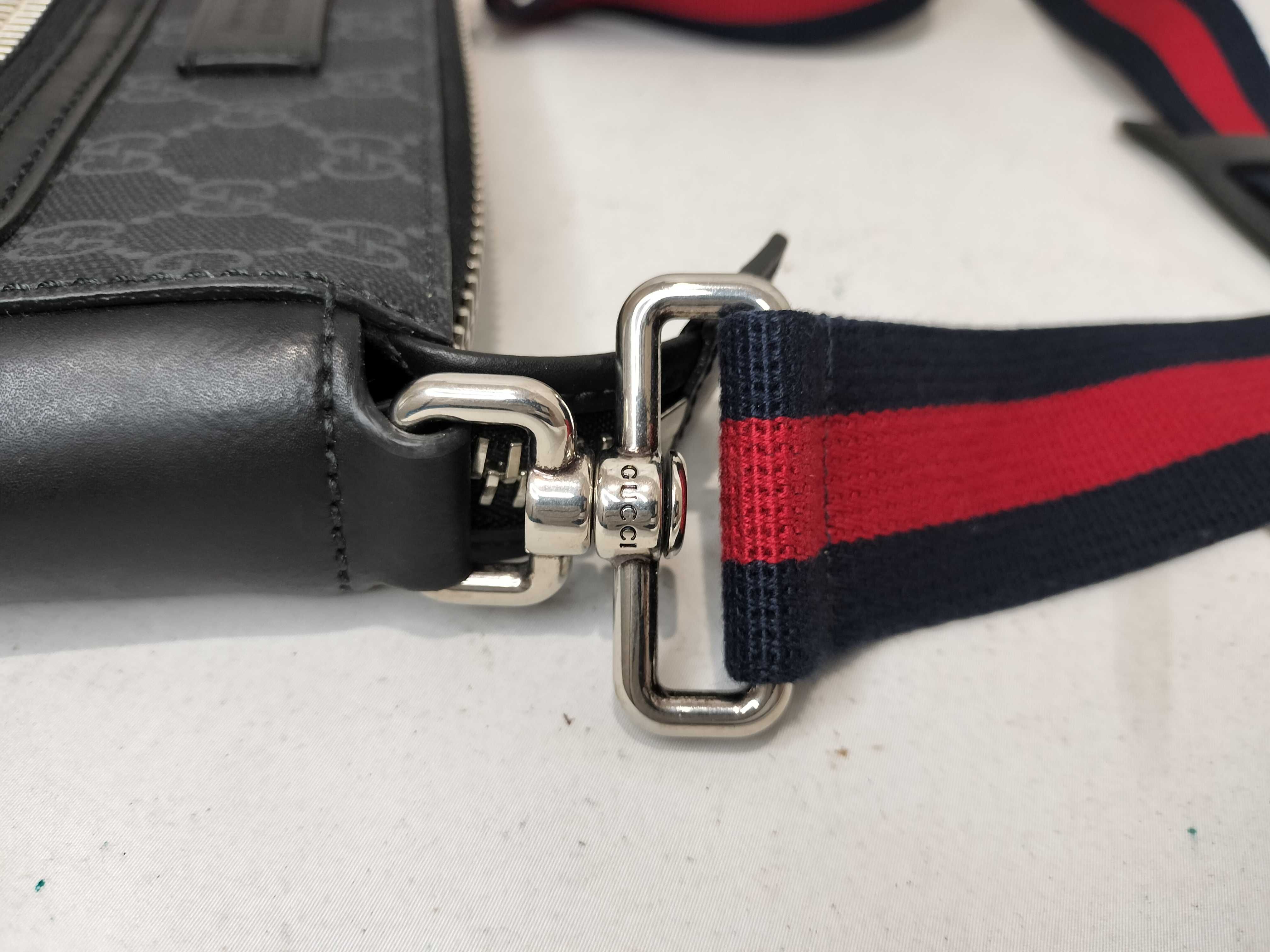 GG Supreme PVC & cow skin shoulder bag gray x black — view 6