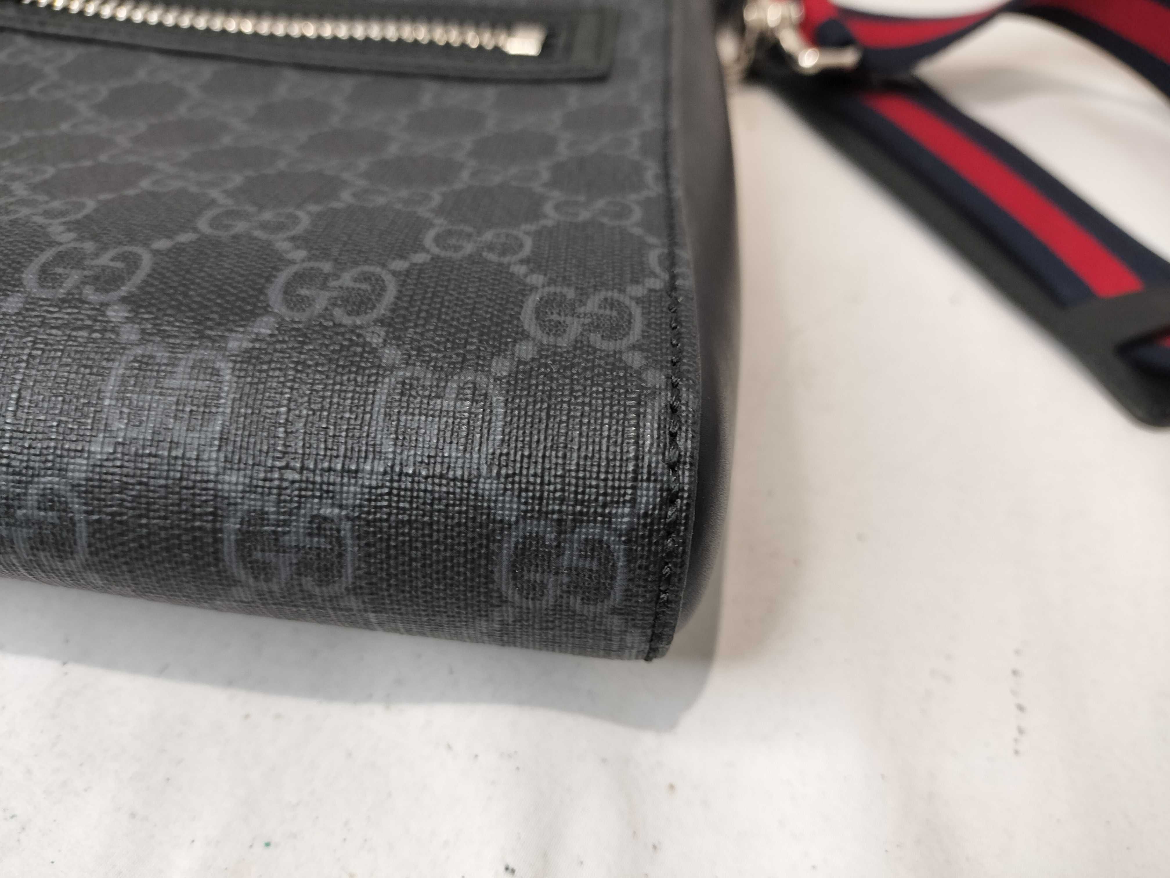GG Supreme PVC & cow skin shoulder bag gray x black — view 7
