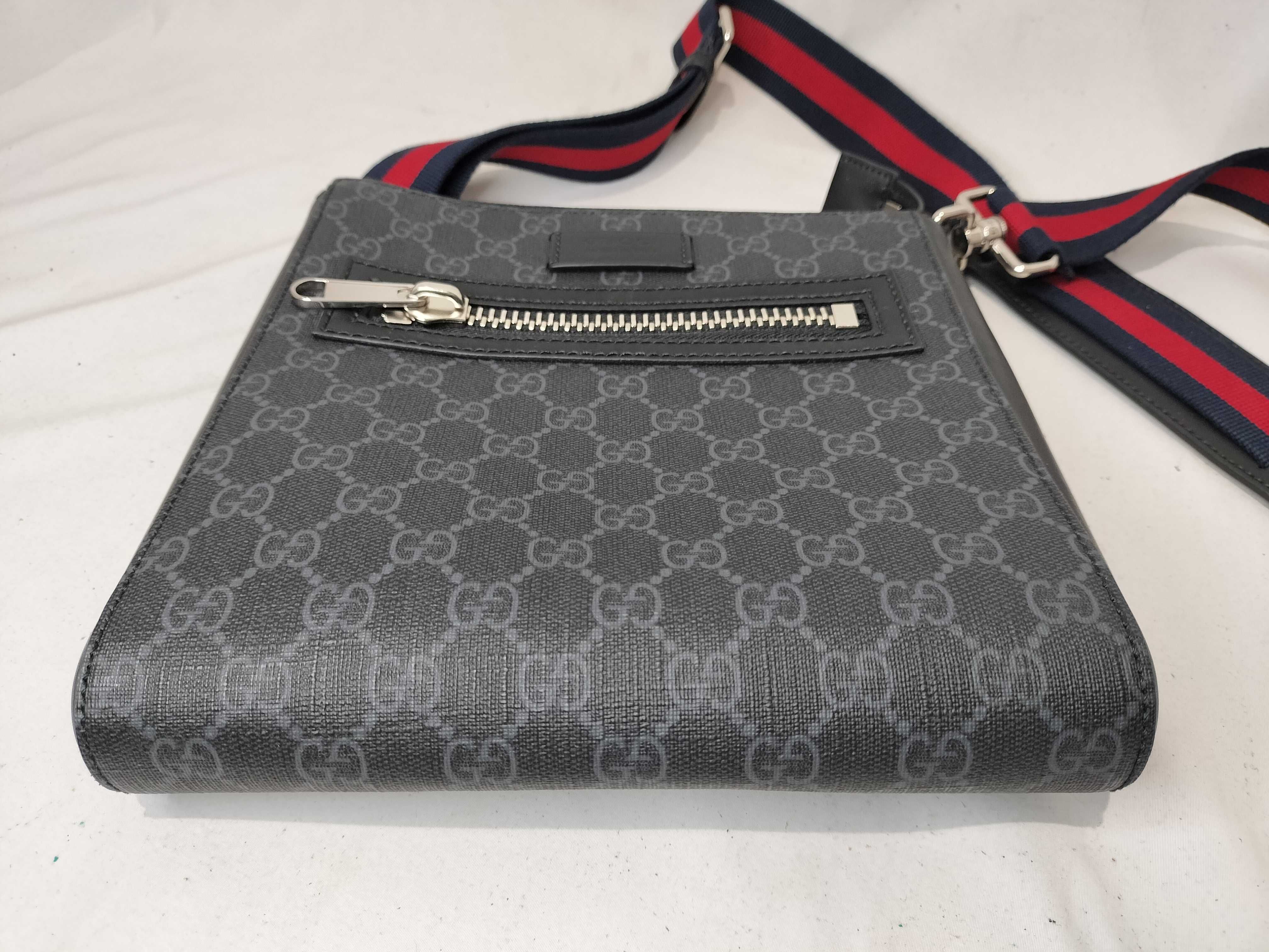 GG Supreme PVC & cow skin shoulder bag gray x black — view 8