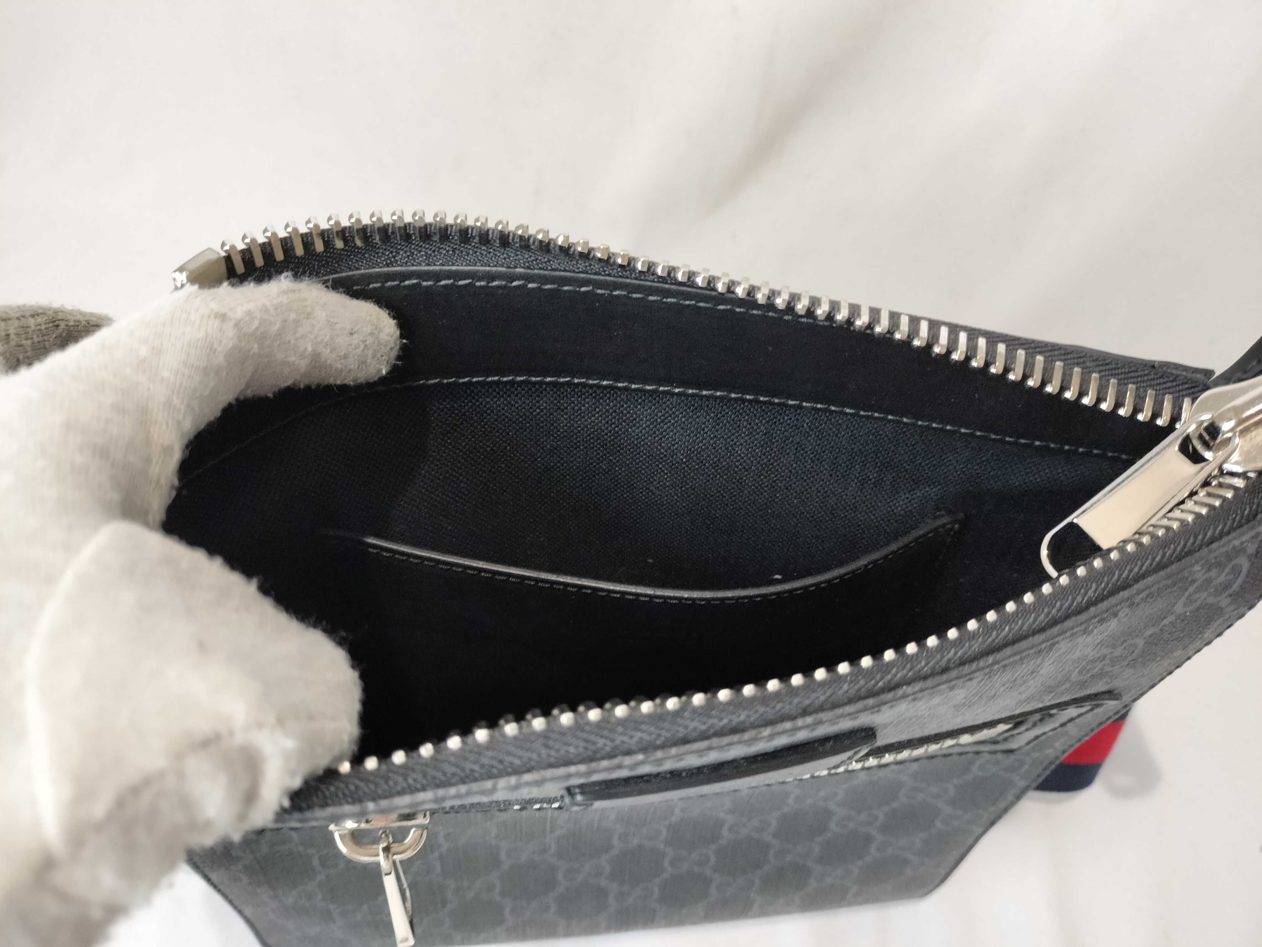 GG Supreme PVC & cow skin shoulder bag gray x black — view 10