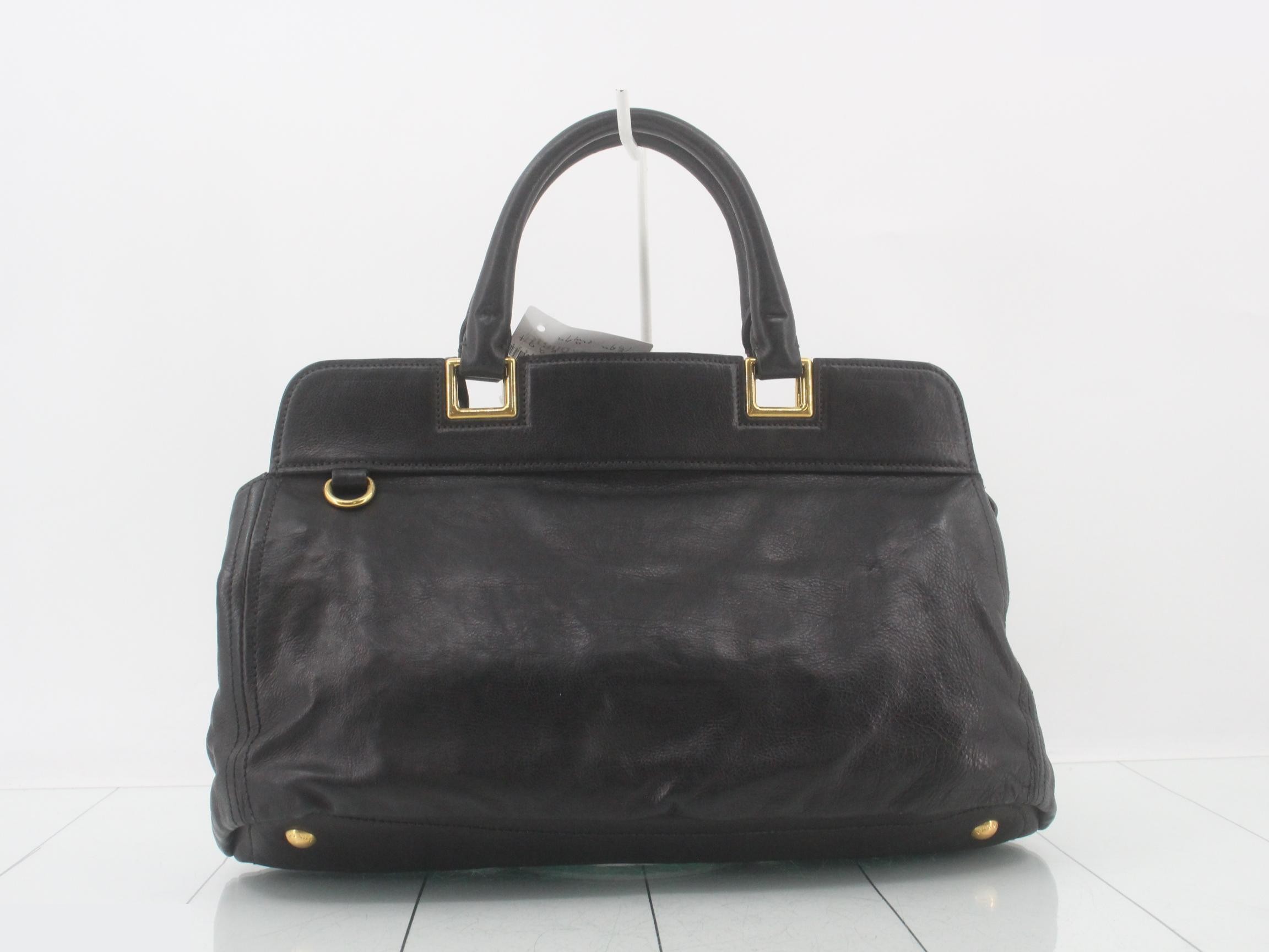 Calfskin bag/handbag, 2-way, black — view 2