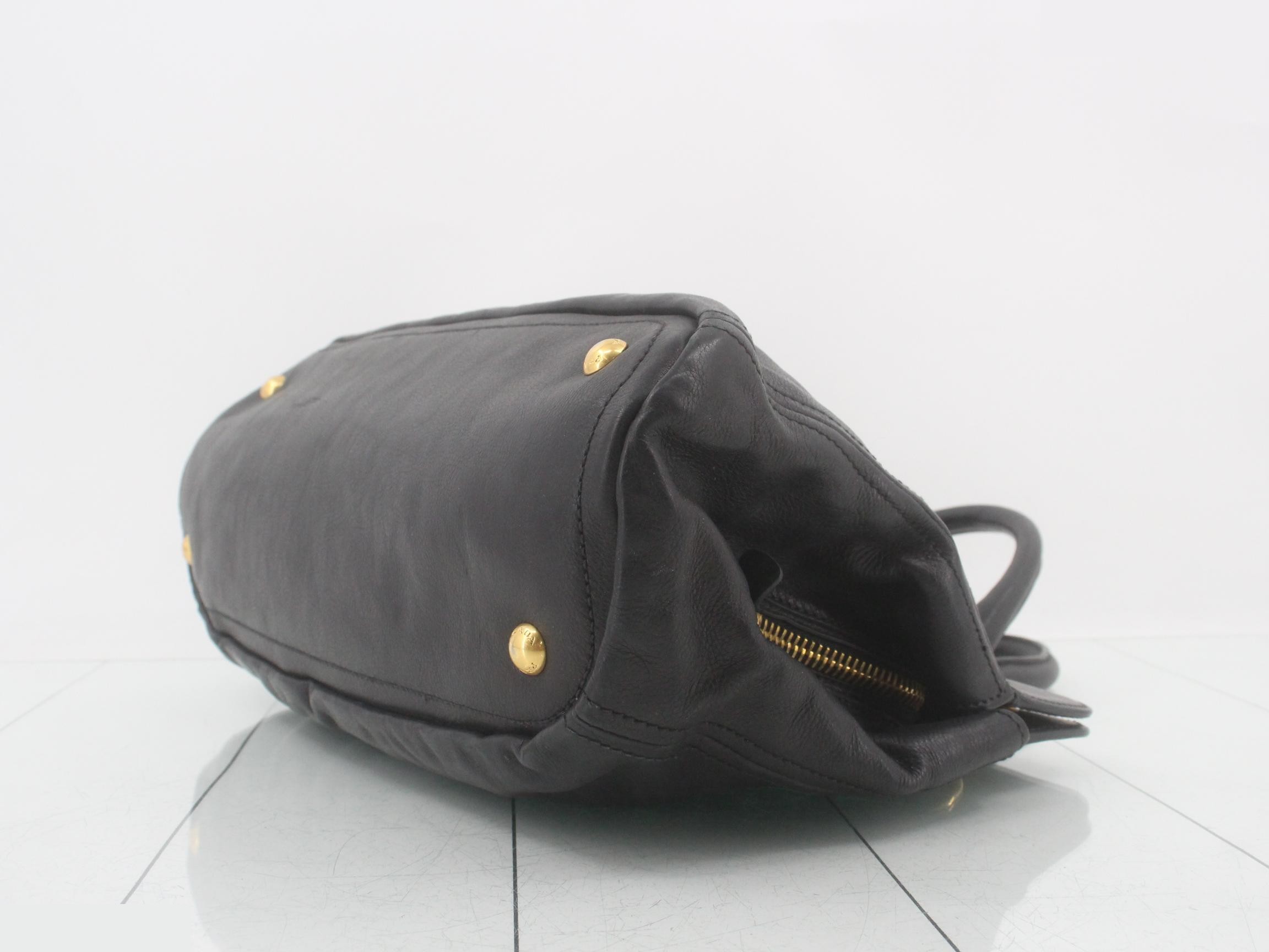 Calfskin bag/handbag, 2-way, black — view 6
