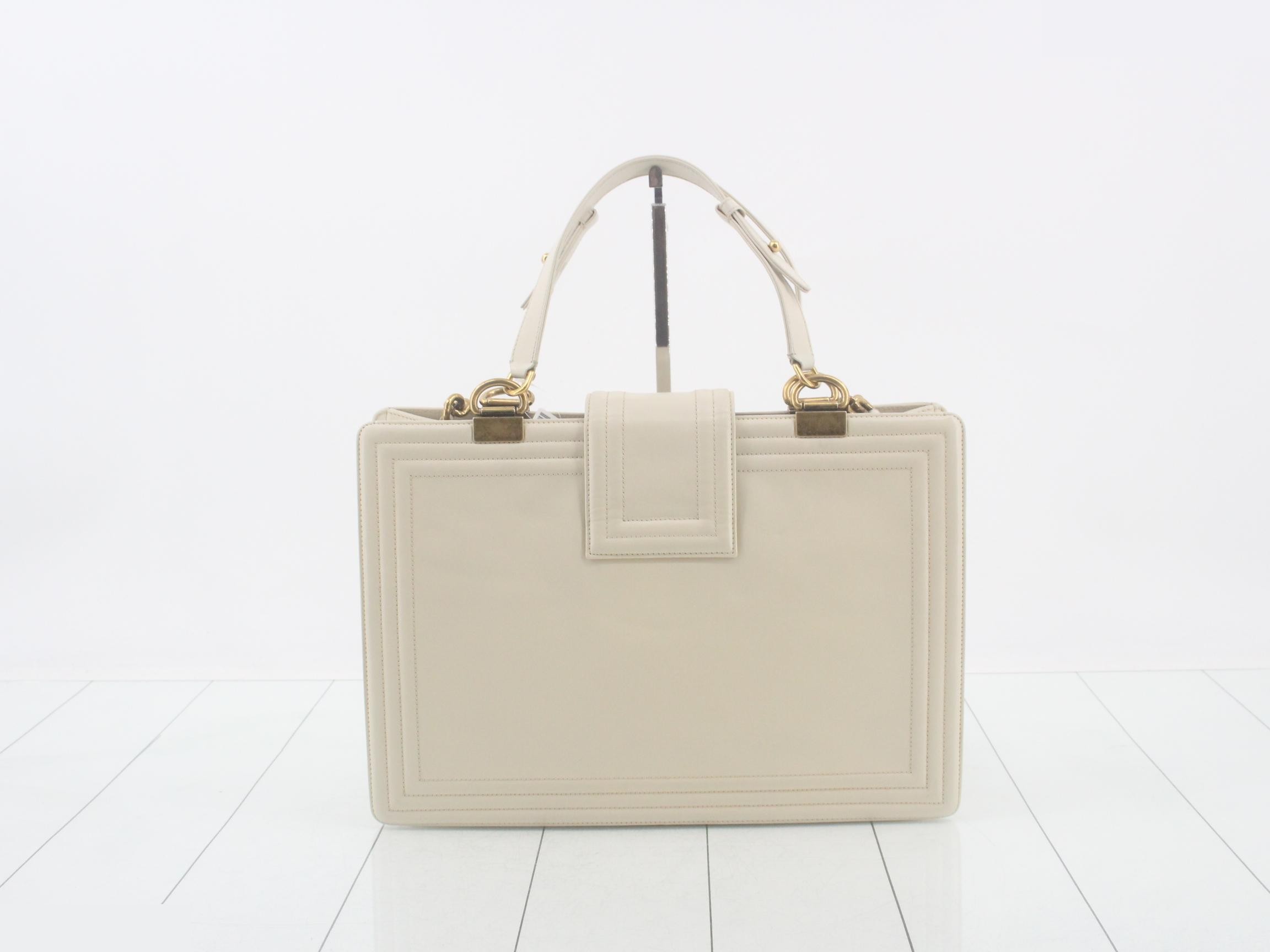 Boy Chanel 2-Way Chain Tote Bag, White — view 2