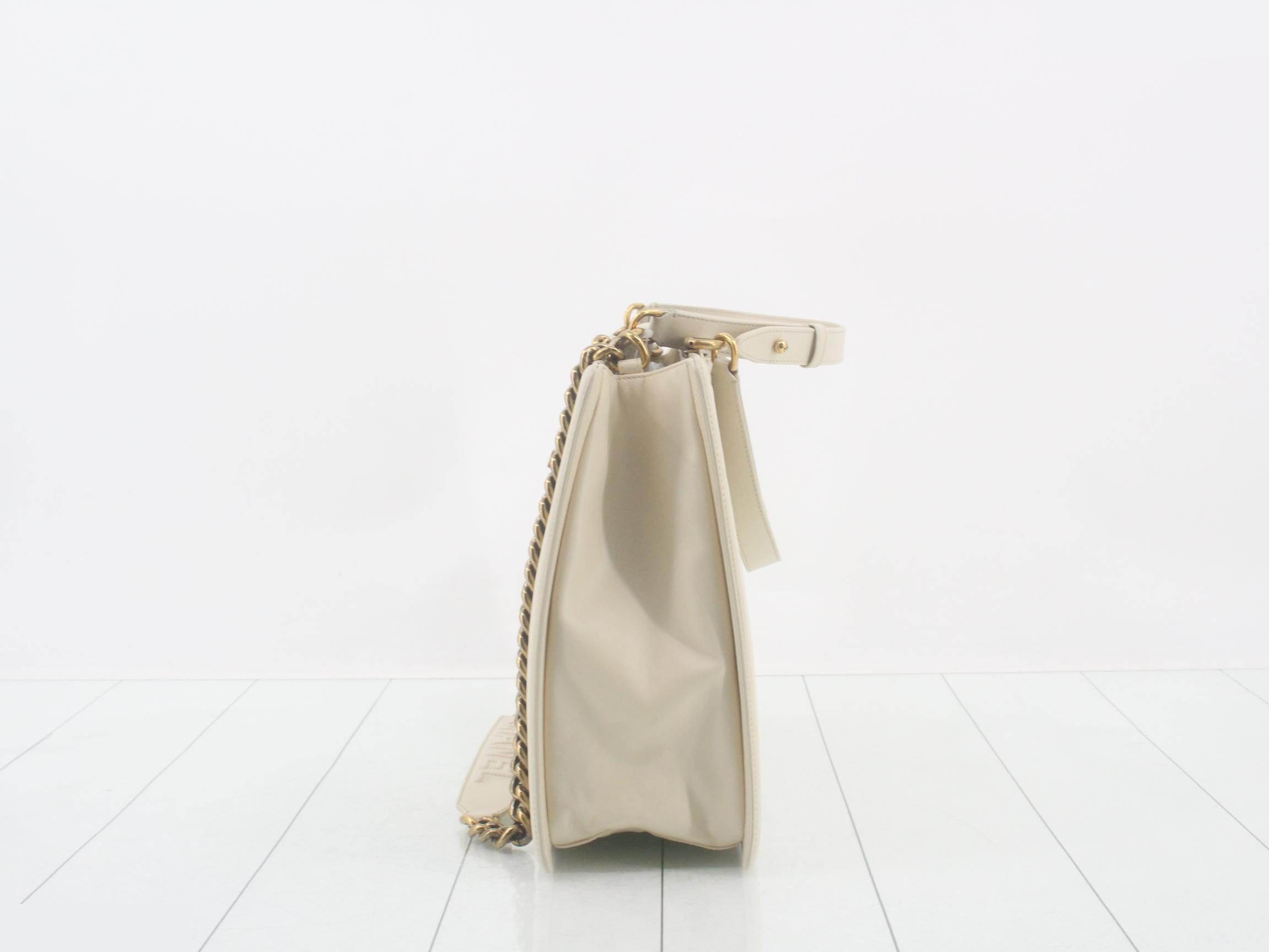 Boy Chanel 2-Way Chain Tote Bag, White — view 3