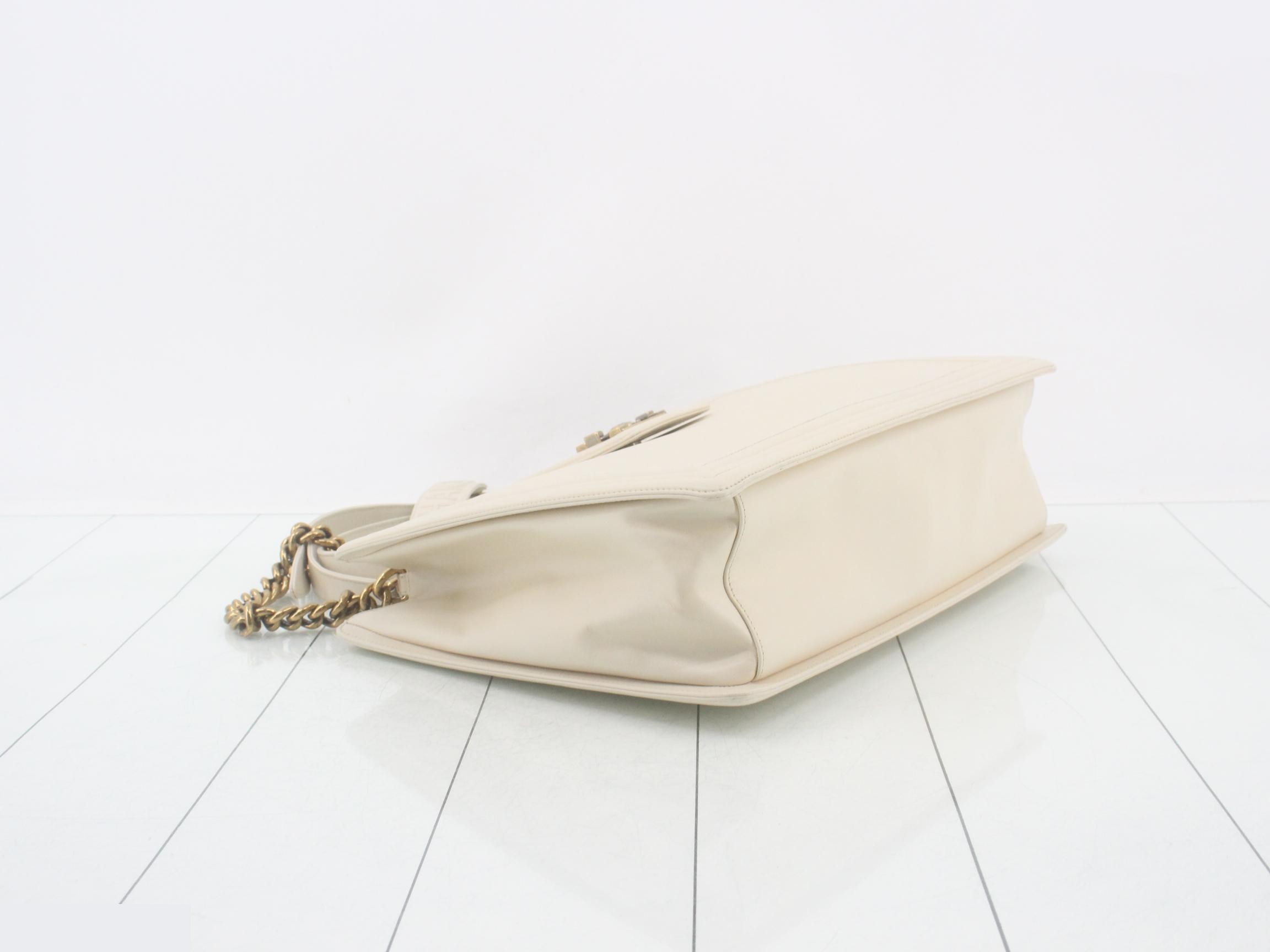 Boy Chanel 2-Way Chain Tote Bag, White — view 5