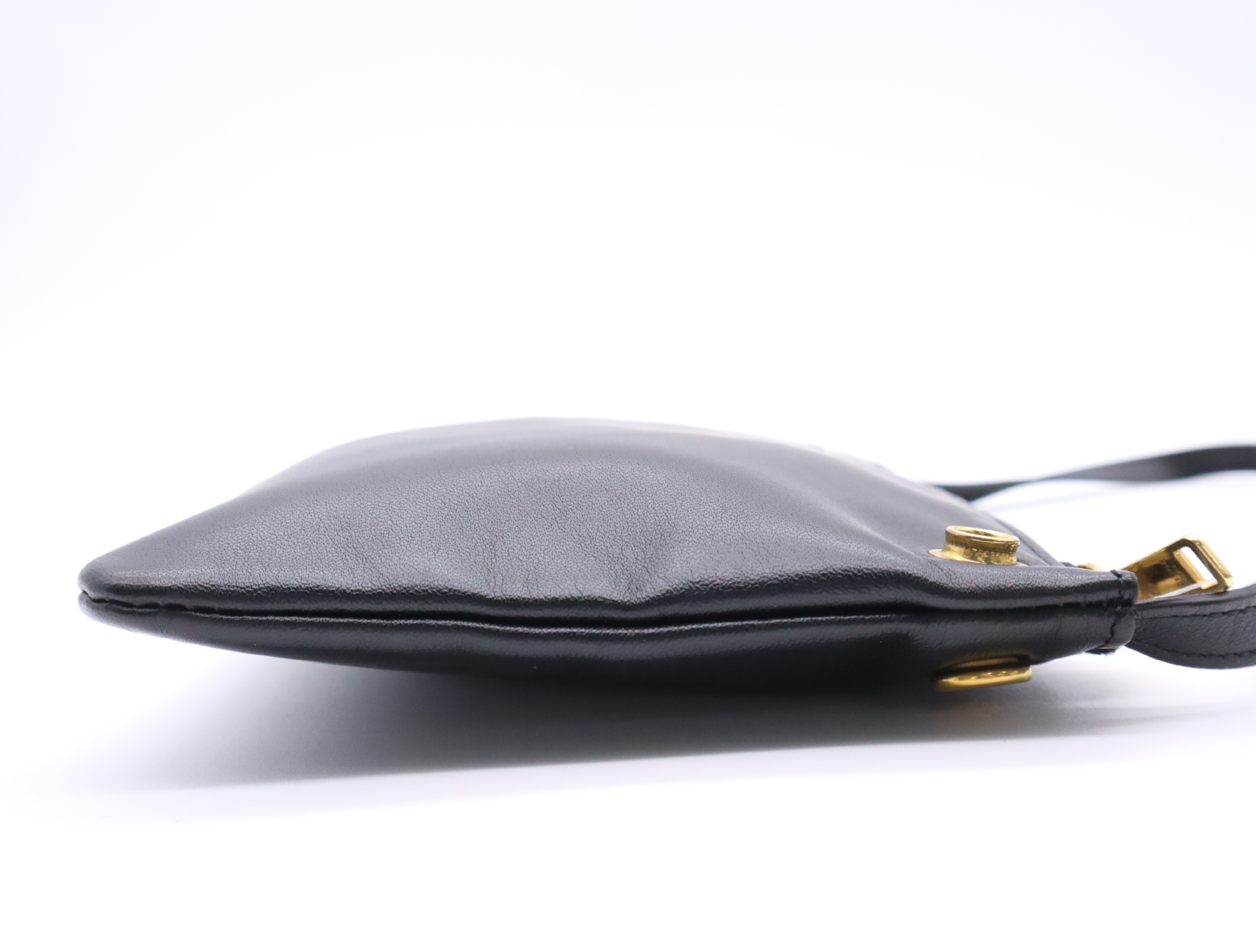 Leather Trio Shoulder Bag, Black with Gold Hardware — view 5