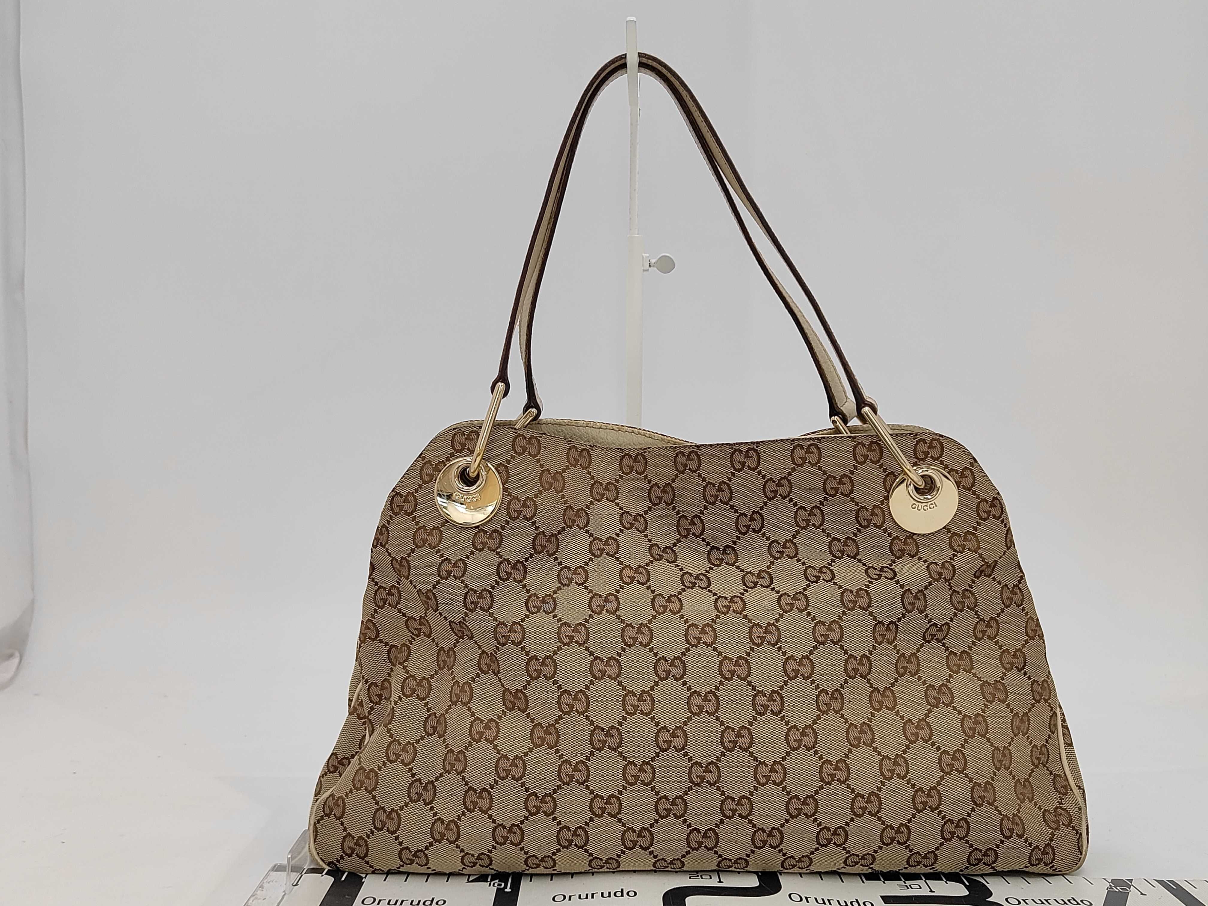 GG Canvas One-Shoulder Bag, White Leather. *Leather shows some wear and stains. Item Number: 121023.204991 (Handbag) — view 2
