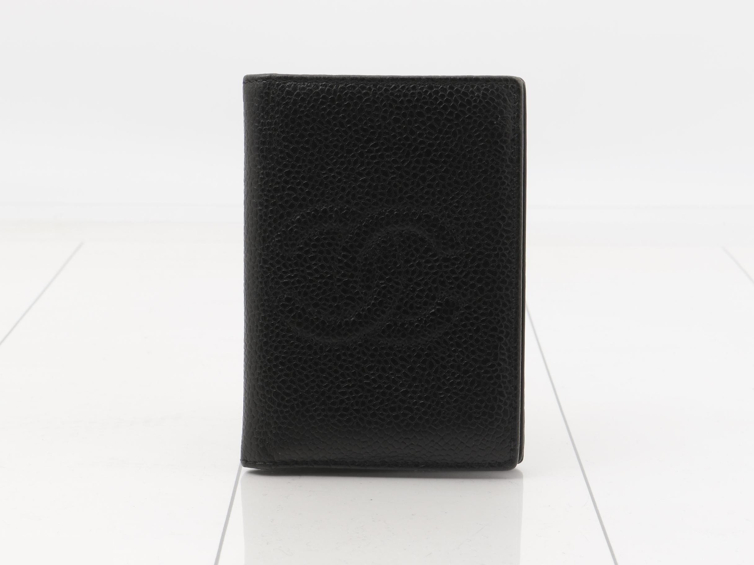 A13503 Coco Mark Card Case, Caviar Skin, Black, Series 2
