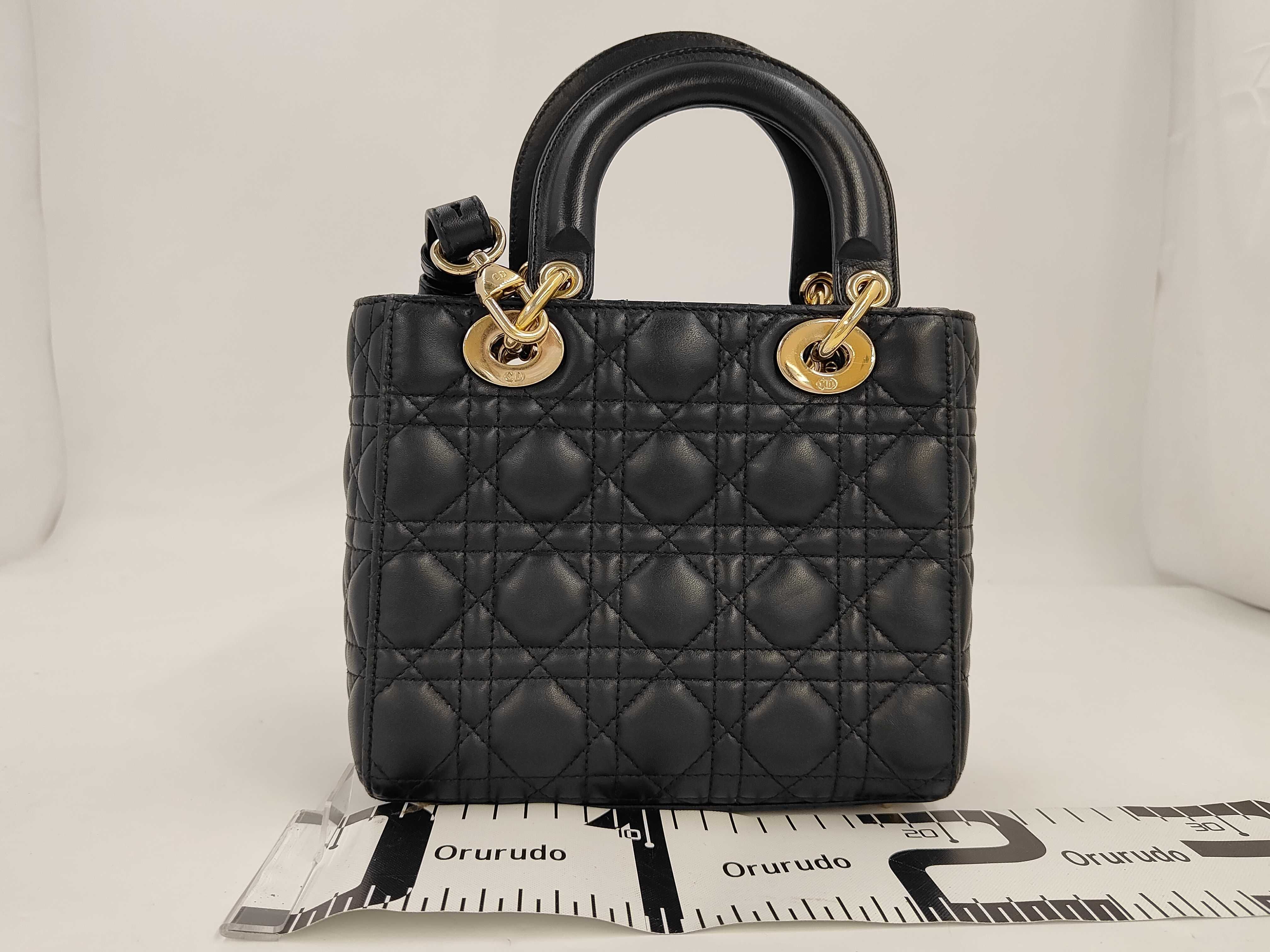 Christian Dior Lady Cannage Gold Hardware 2way Handbag Shoulder Bag Black Handbag — view 2