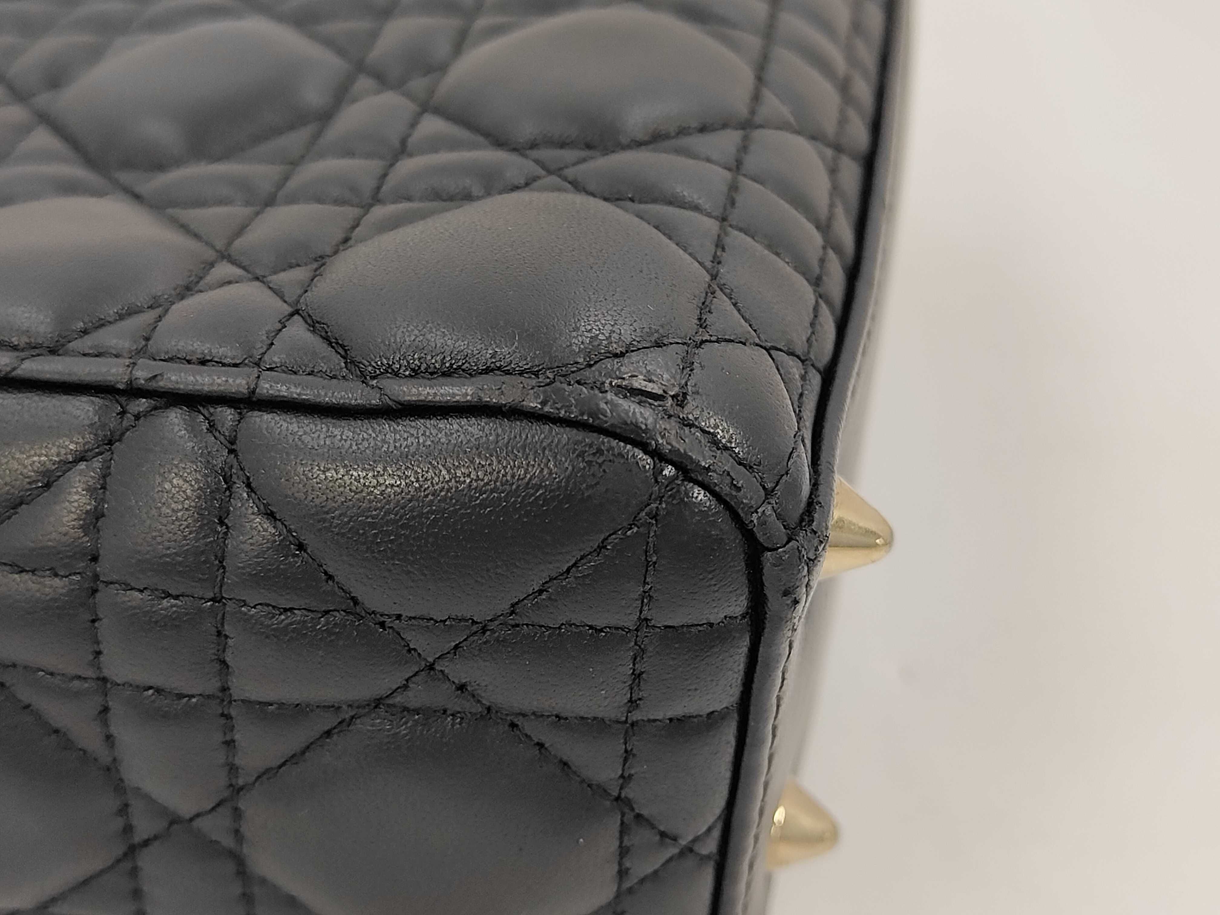 Christian Dior Lady Cannage Gold Hardware 2way Handbag Shoulder Bag Black Handbag — view 4