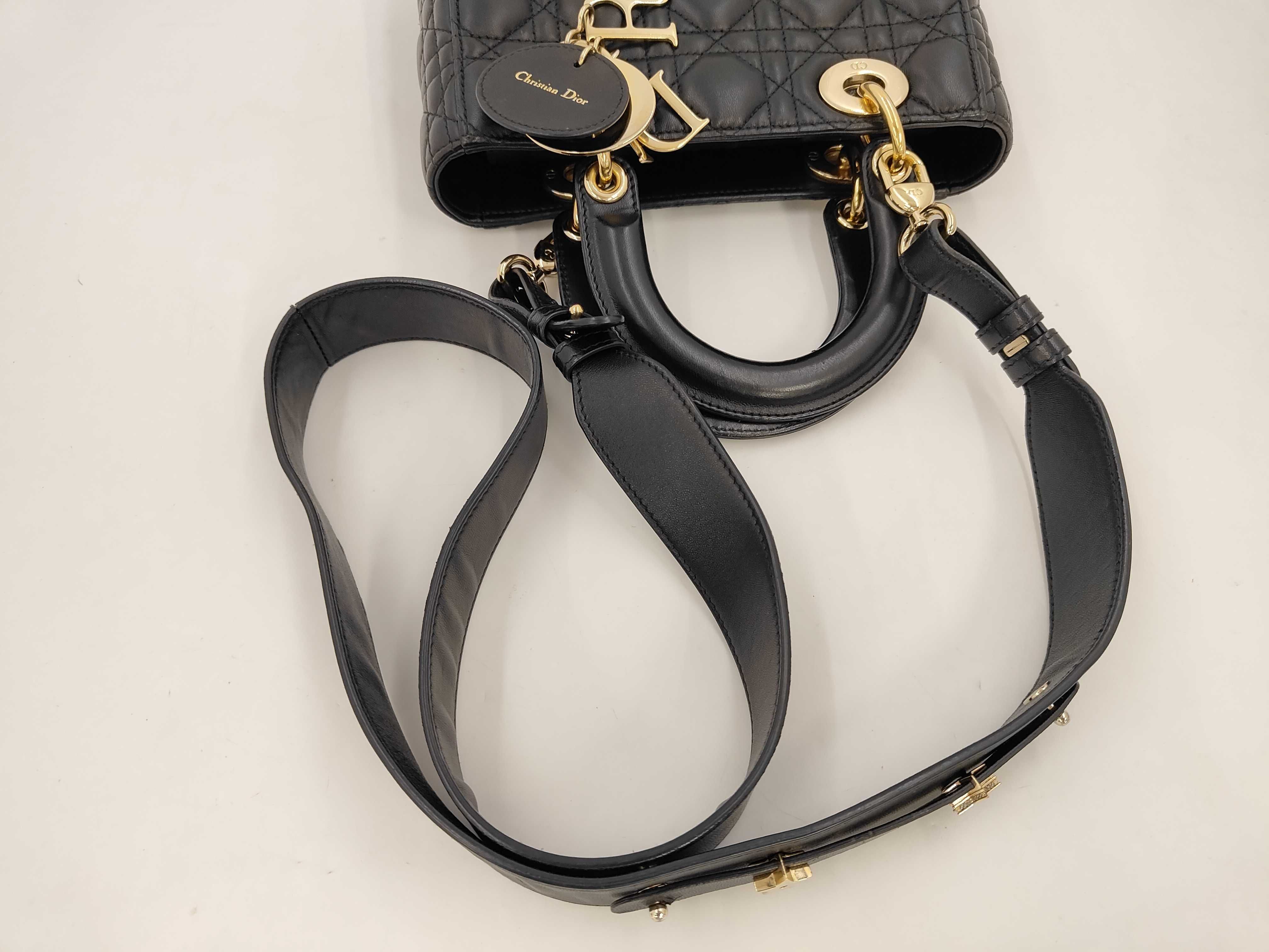 Christian Dior Lady Cannage Gold Hardware 2way Handbag Shoulder Bag Black Handbag — view 5