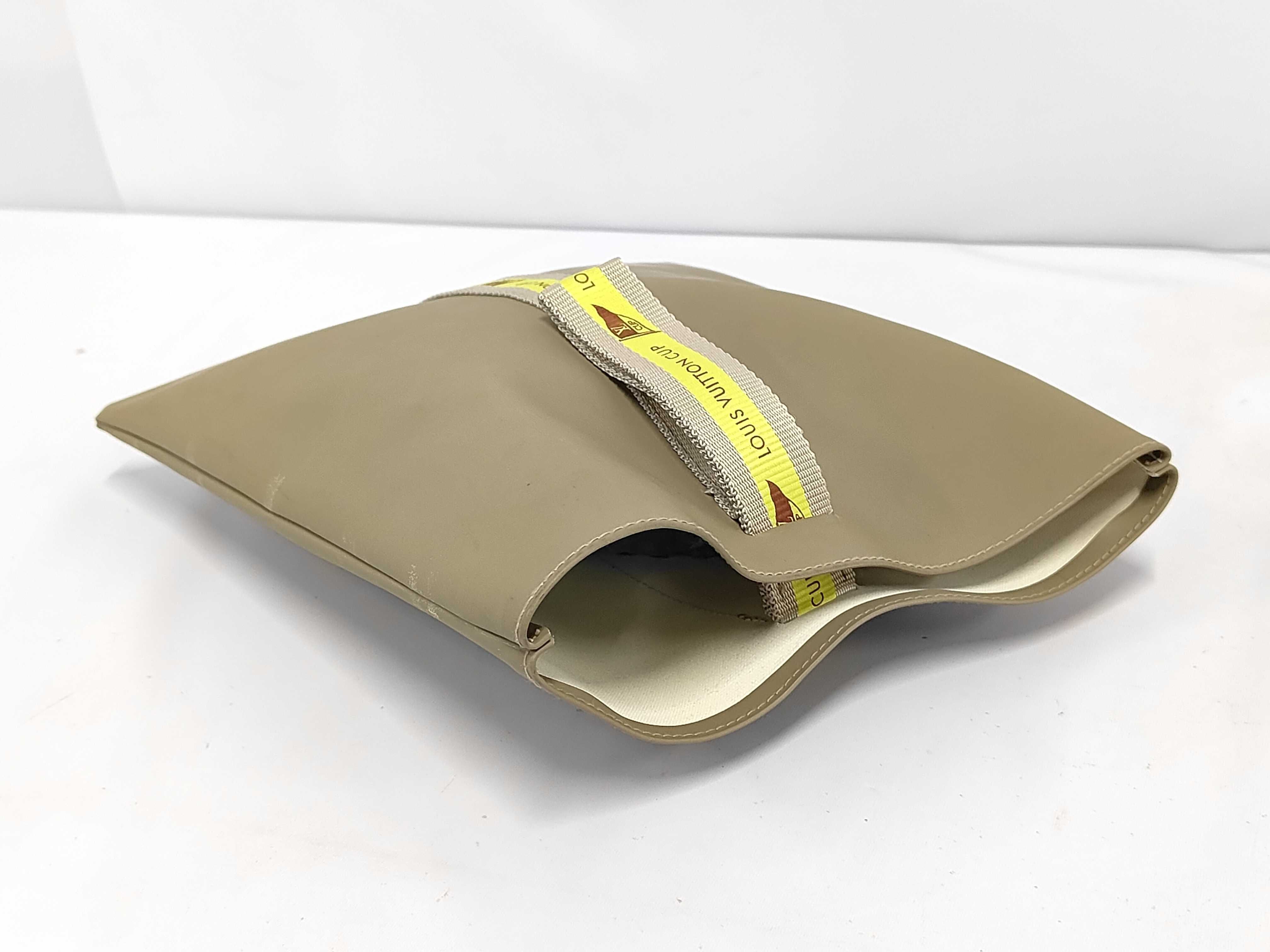 LV Cup 2003 Limited Edition D60184 Gray Yellow Polyurethane Nylon Pouch — view 5