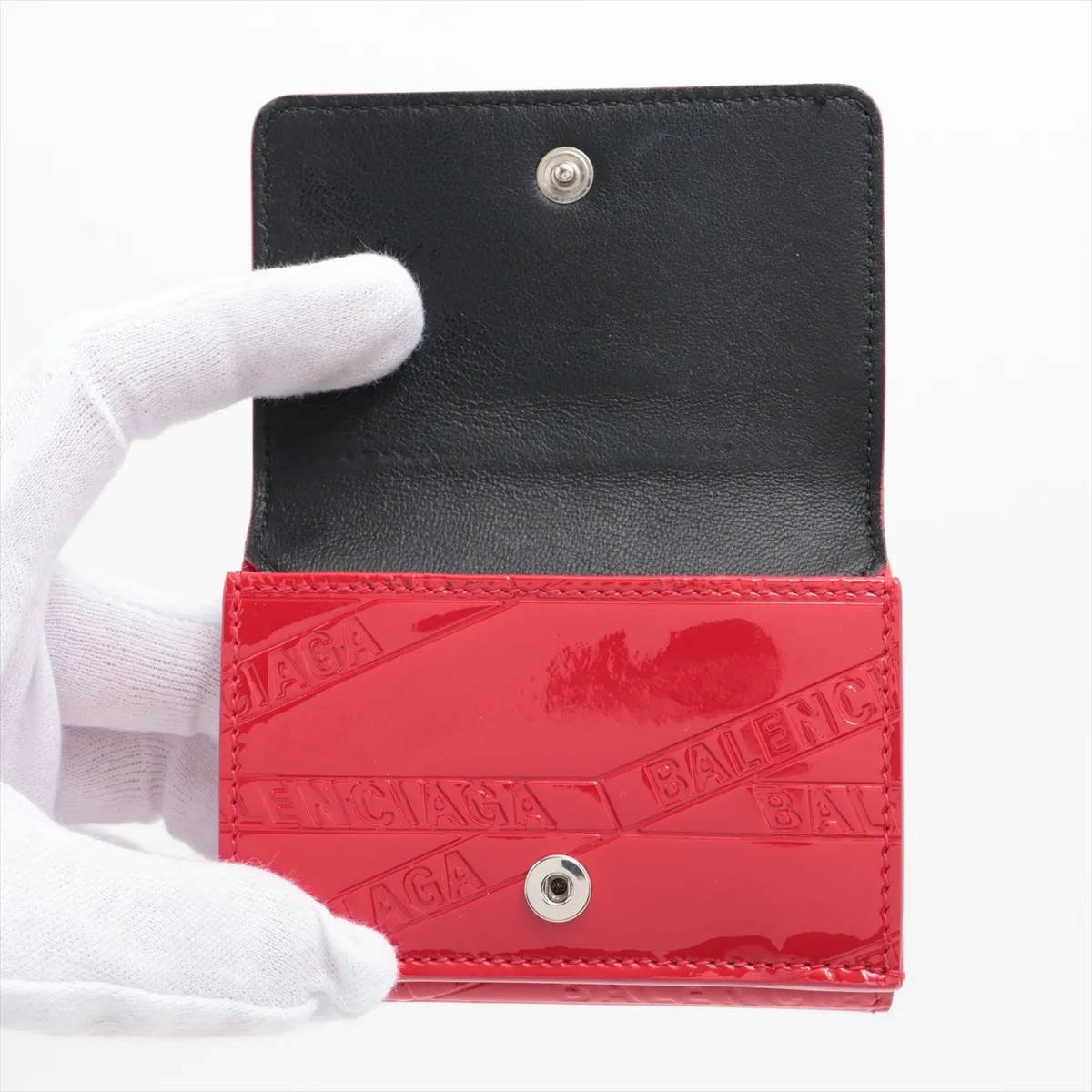 Paper Mini 558208 Patent Leather Compact Wallet Red — view 3