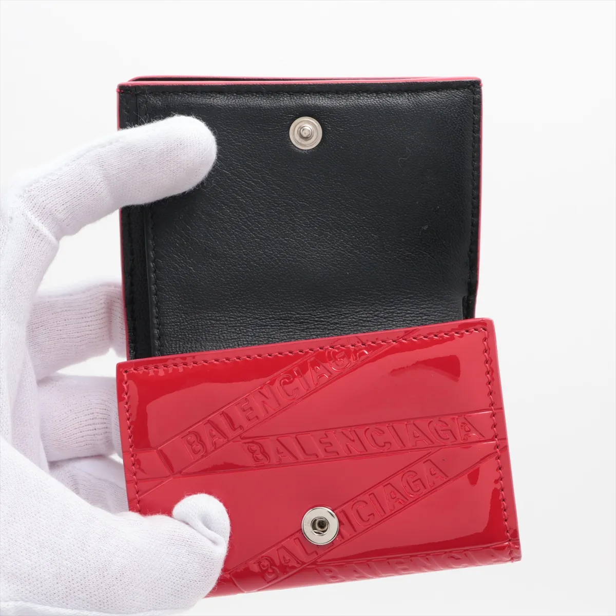 Paper Mini 558208 Patent Leather Compact Wallet Red — view 4