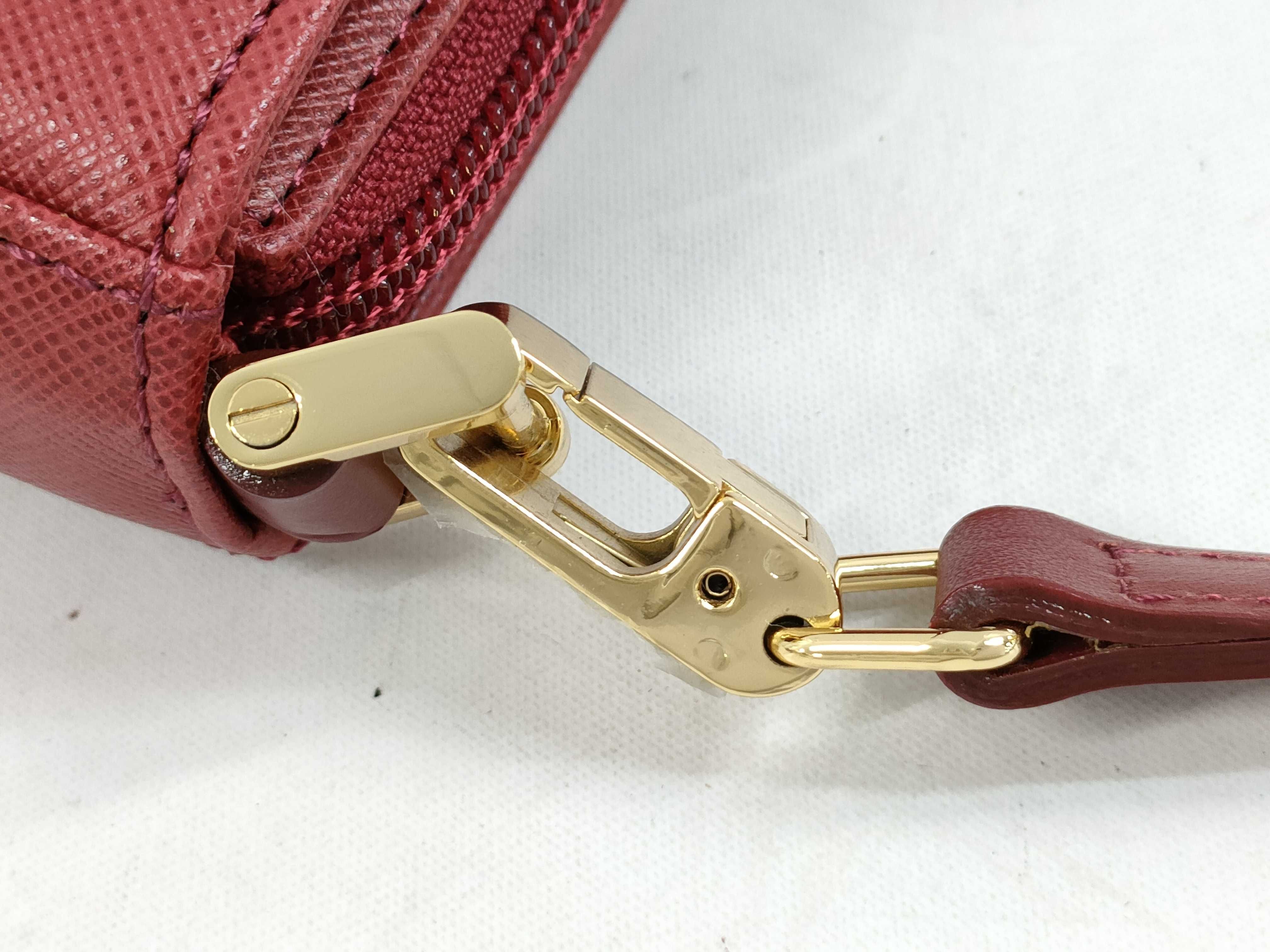 Gold Plated Embossed Leather Accessory Pouch Shoulder Bag — view 5