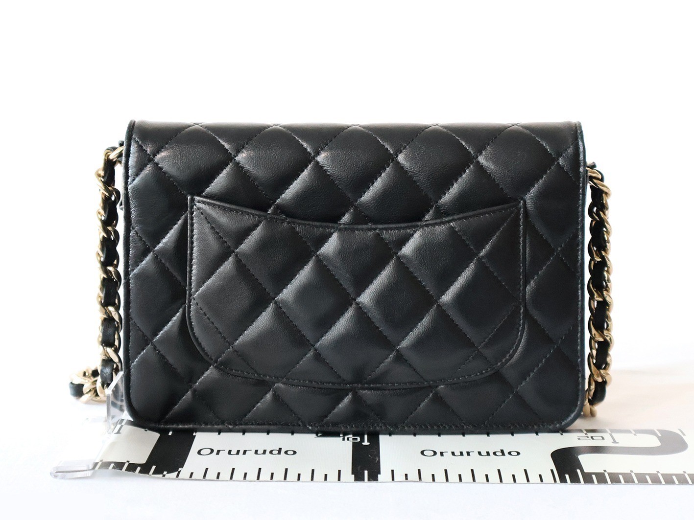 Lambskin Matelassé Charm Chain Wallet Shoulder Bag, Black — view 2