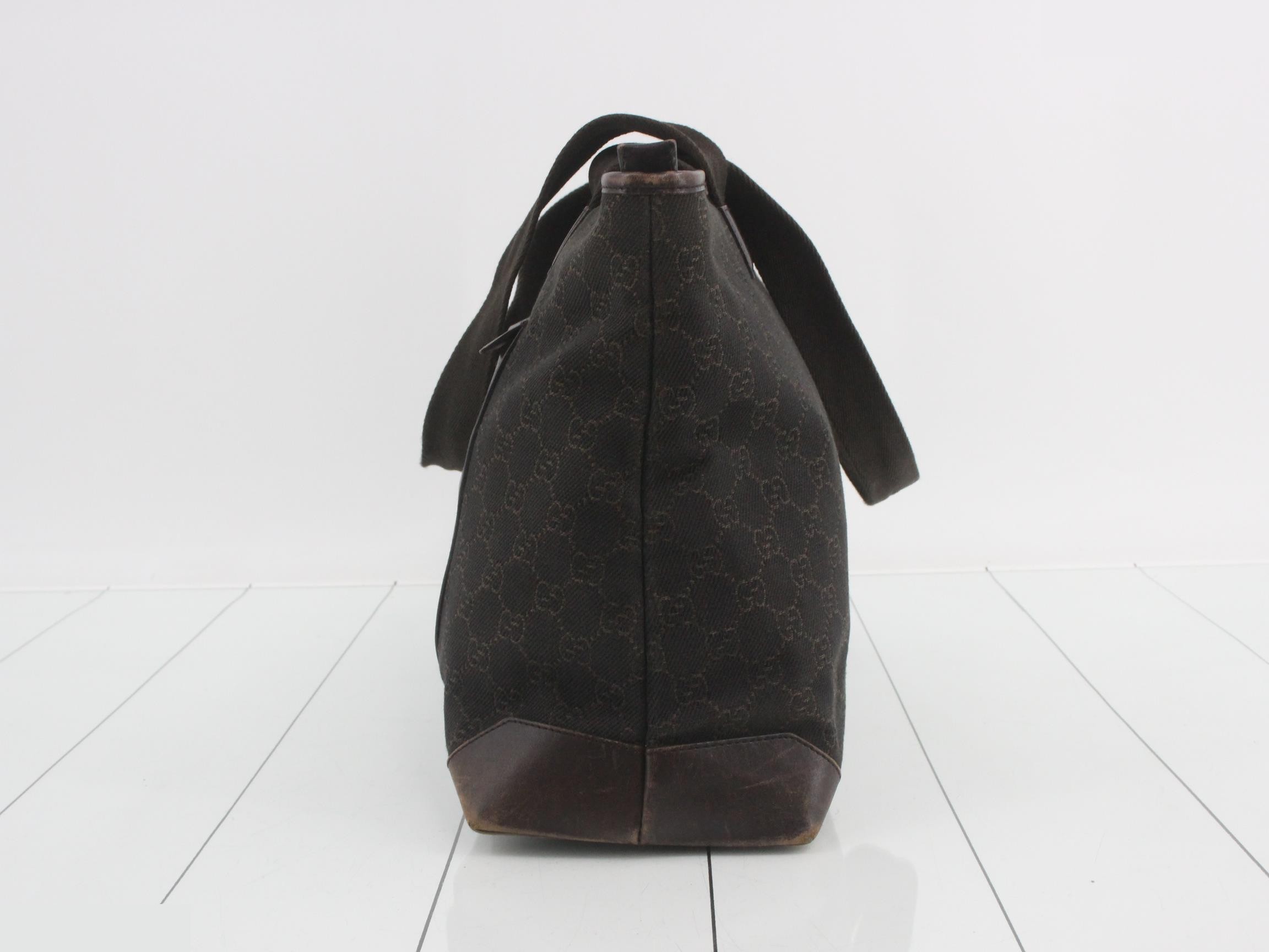 GG Denim Dark Brown Tote Bag — view 3