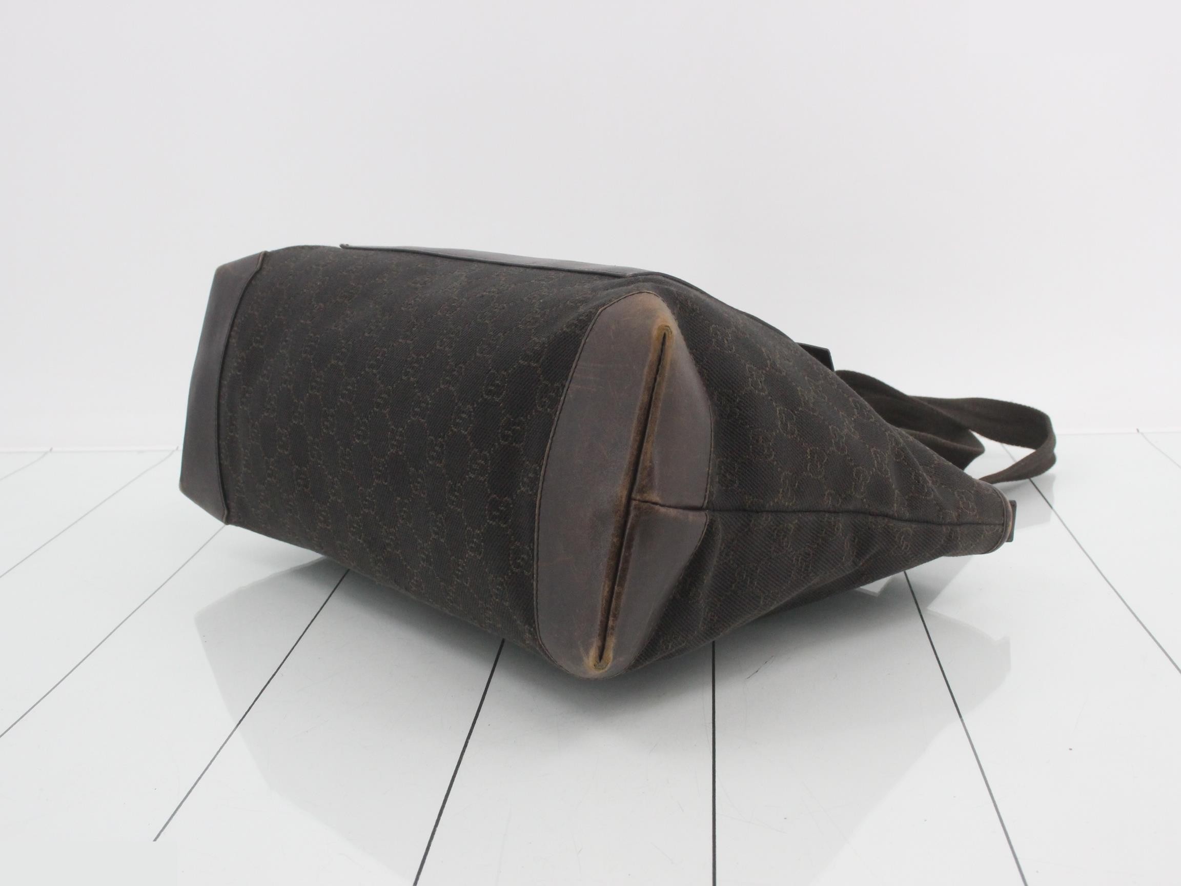 GG Denim Dark Brown Tote Bag — view 6