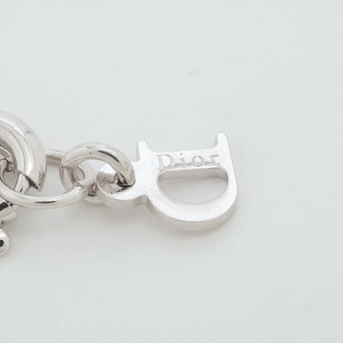 logo necklace, metal, silver. Shows signs of wear, — view 4