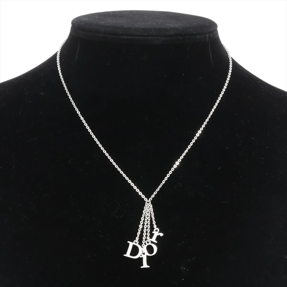 logo necklace, metal, silver. Shows signs of wear, — view 5