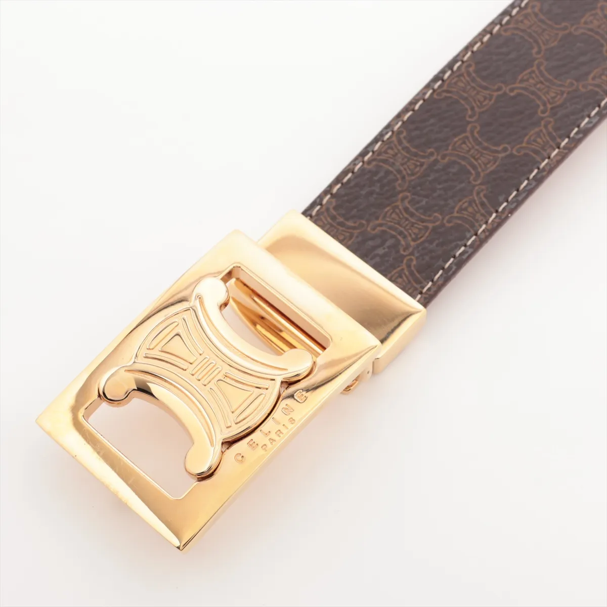 Macadam belt, PVC x leather, brown. — view 2